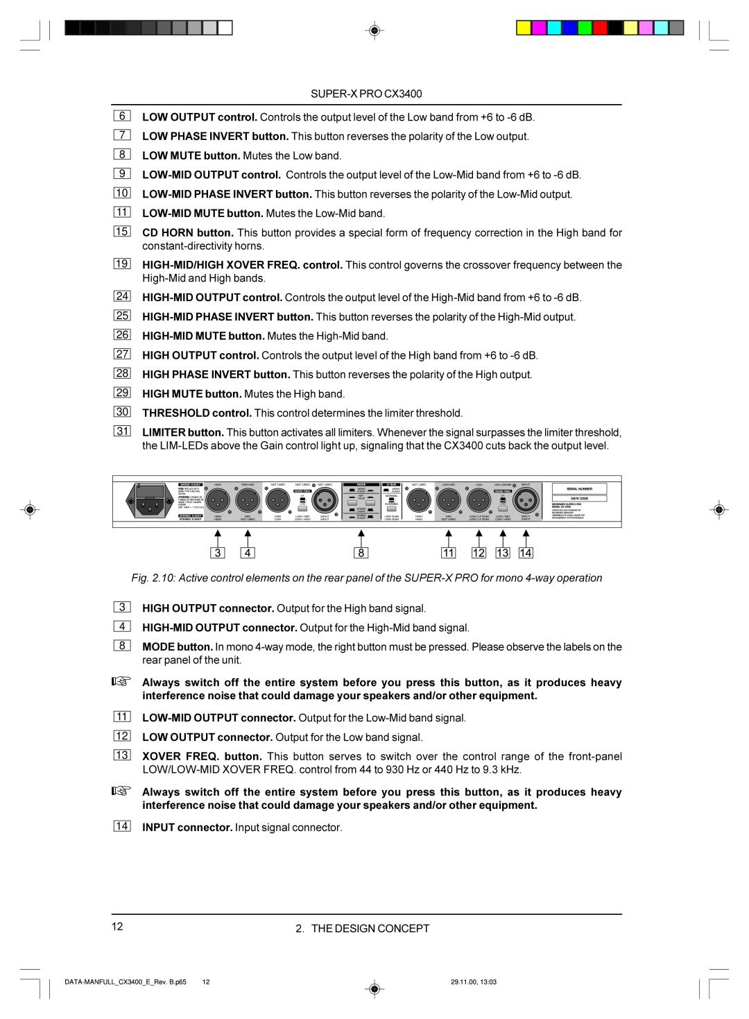 Behringer manual 6 7 8, 24 25 26 27, DATA-MANFULL CX3400 E Rev.B.p65, 29.11.00 