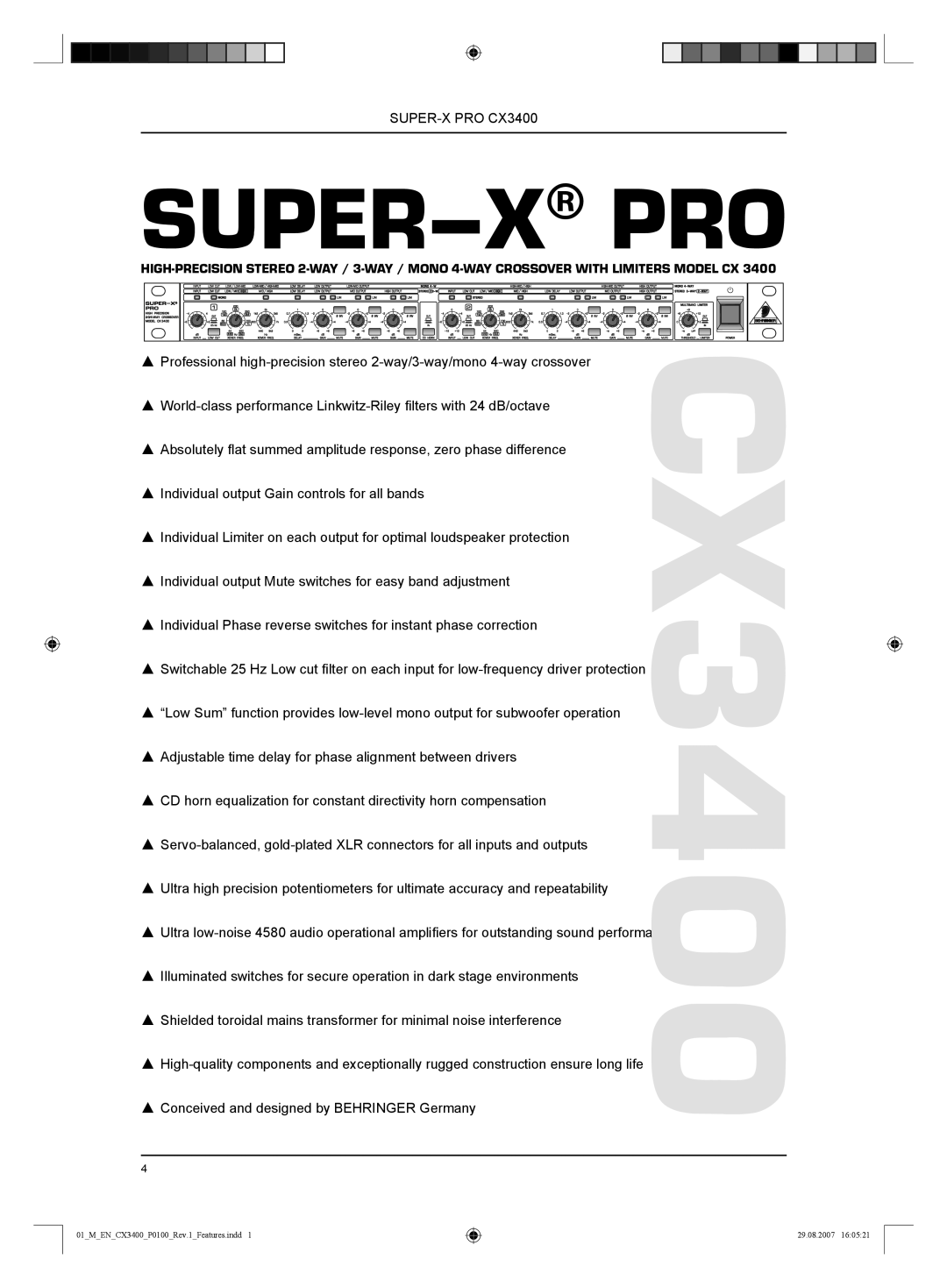 Behringer CX3400 manual Super-X Pro 
