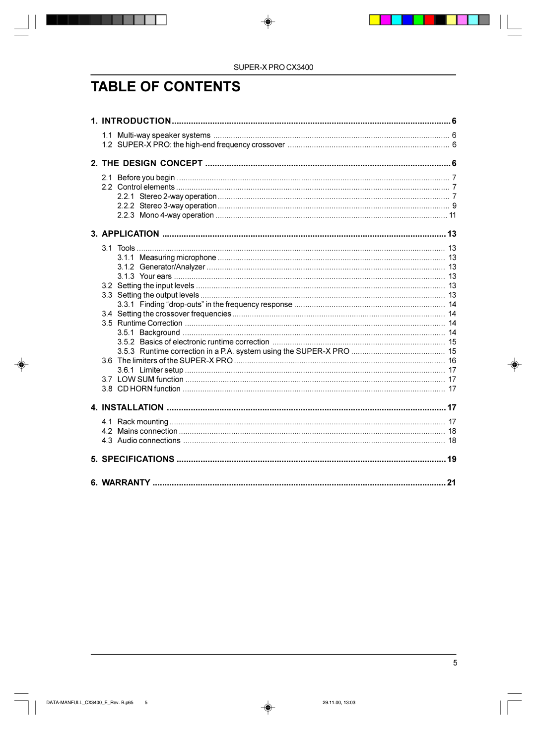 Behringer manual DATA-MANFULL CX3400 E Rev.B.p65, 29.11.00 