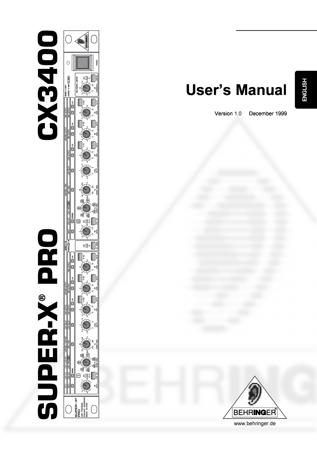 Behringer CX3400 manual Super-X, English 