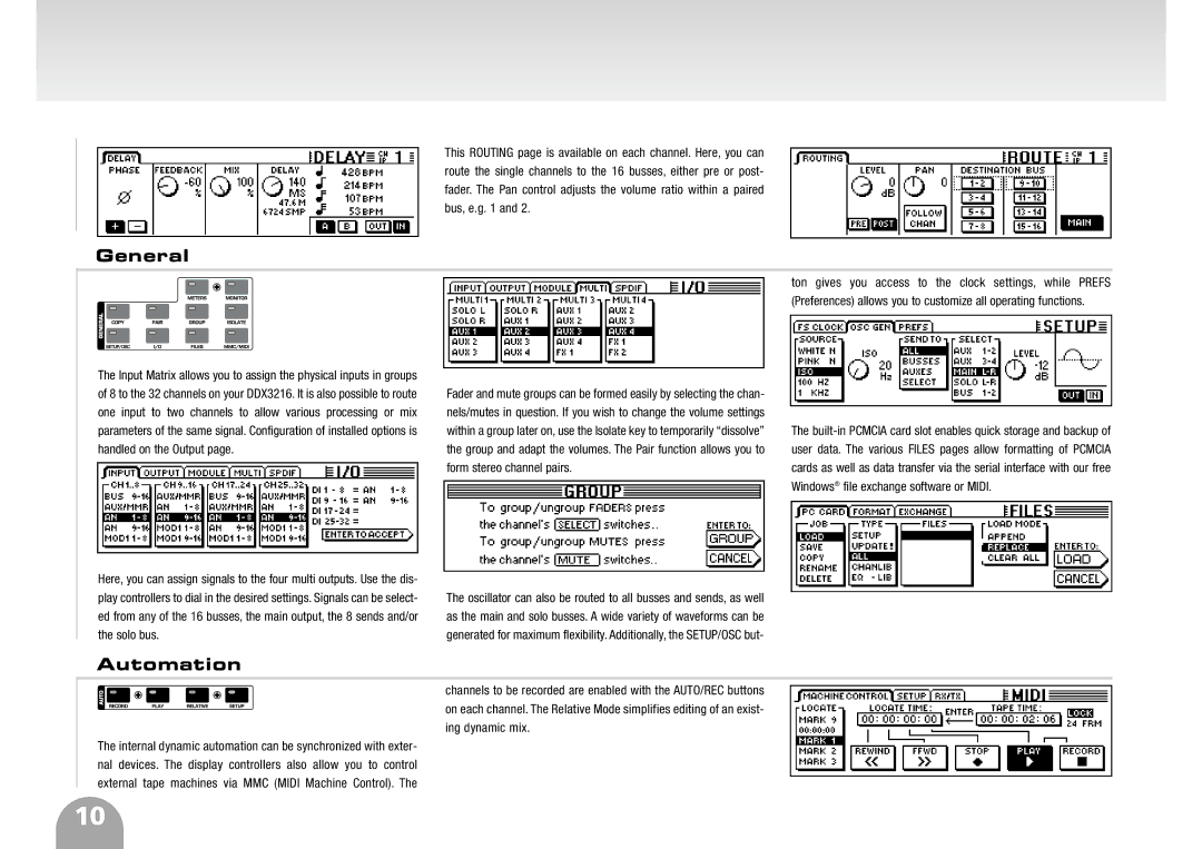 Behringer ddx3216 manual General, Automation 