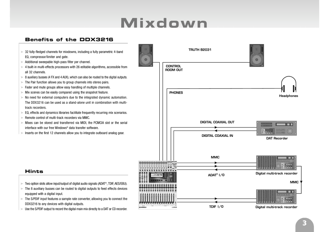 Behringer ddx3216 manual Mixdown 