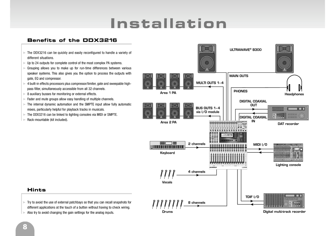 Behringer ddx3216 manual Installation 