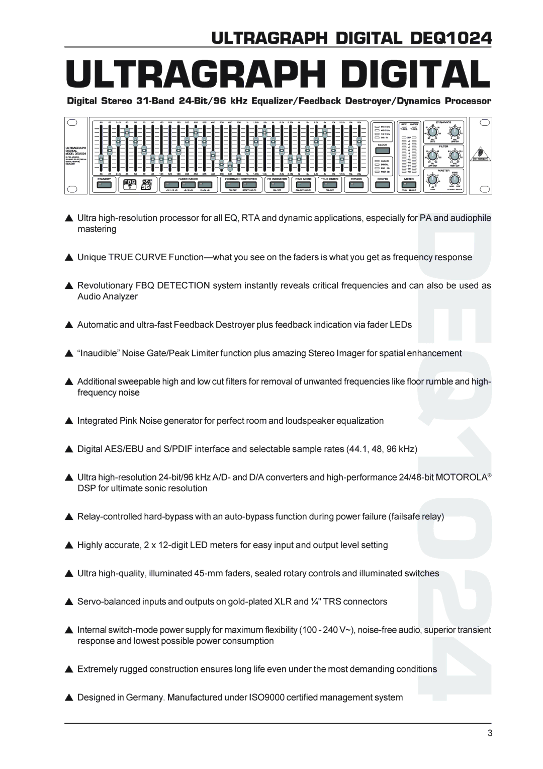 Behringer DEQ1024 manual Ultragraph Digital 