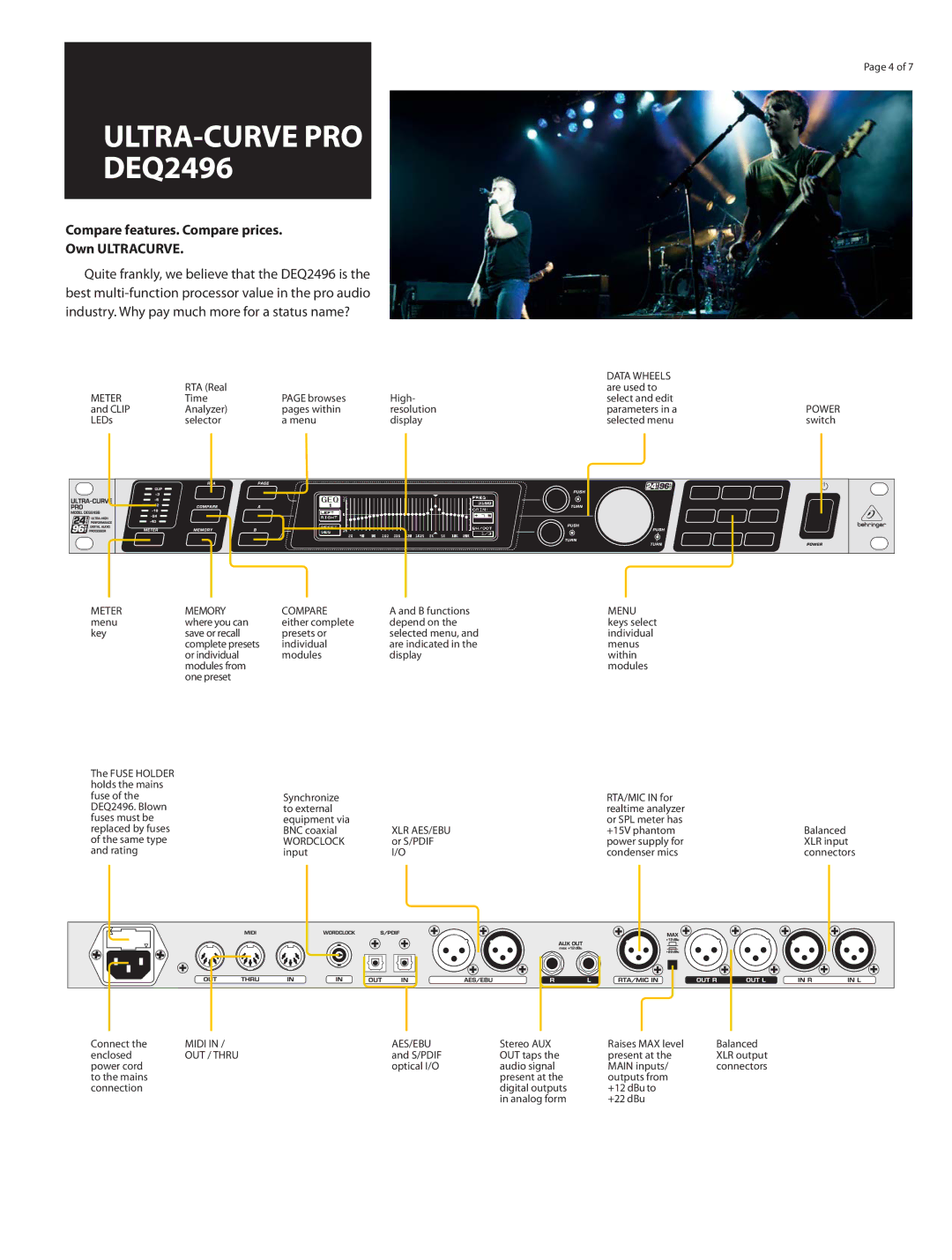 Behringer DEQ2496 manual Ultra-Curve Pro, Compare features. Compare prices Own Ultracurve 