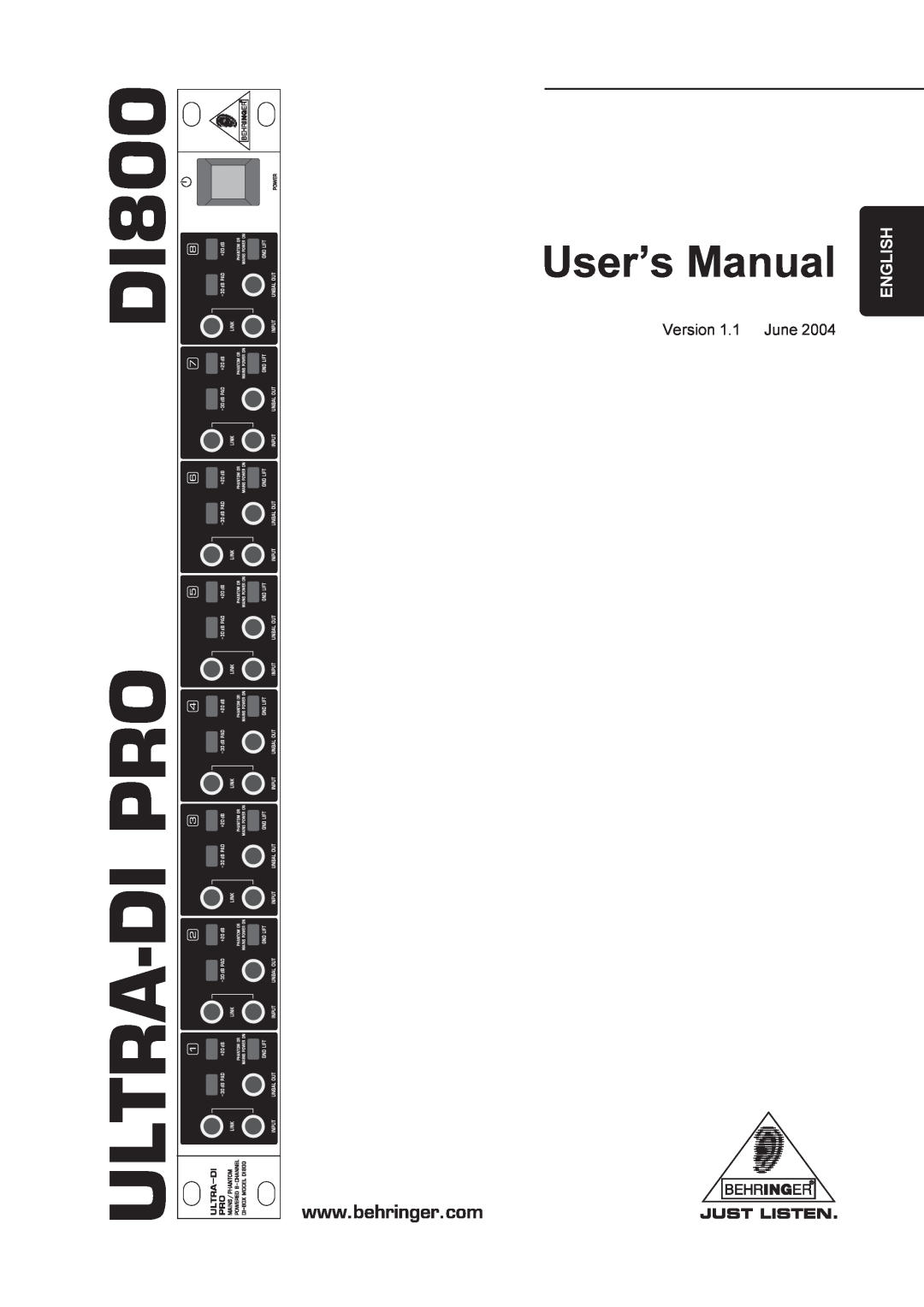 Behringer manual English, ULTRA-DIPRO DI800 