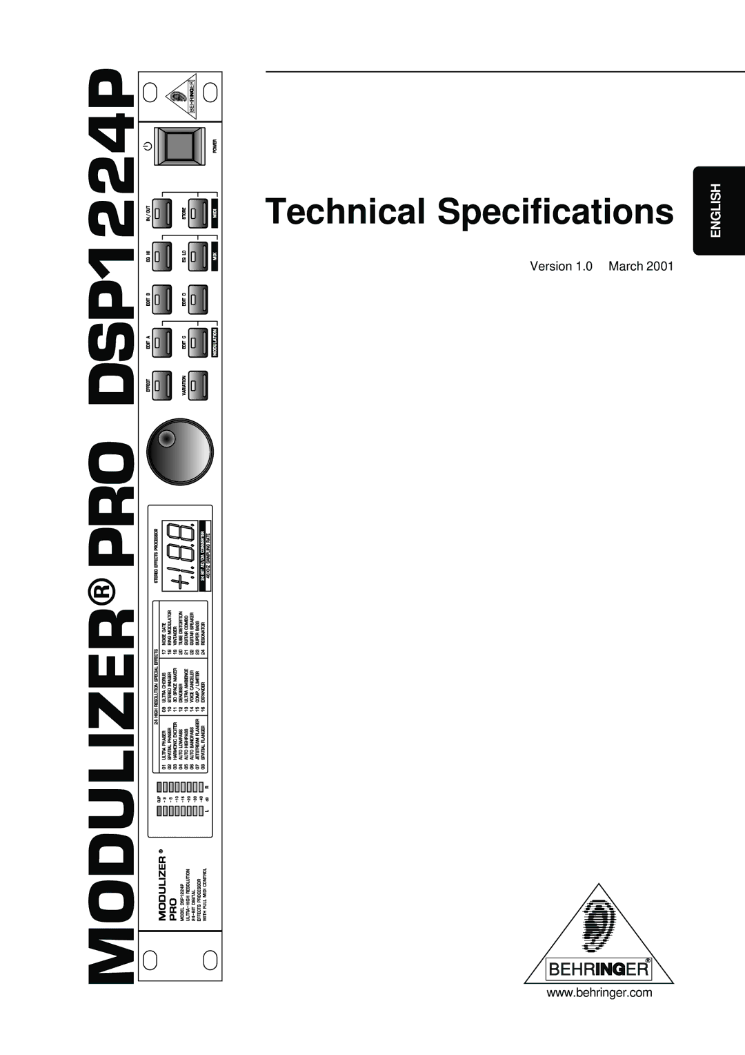 Behringer DSP1224P technical specifications Technical Specifications 