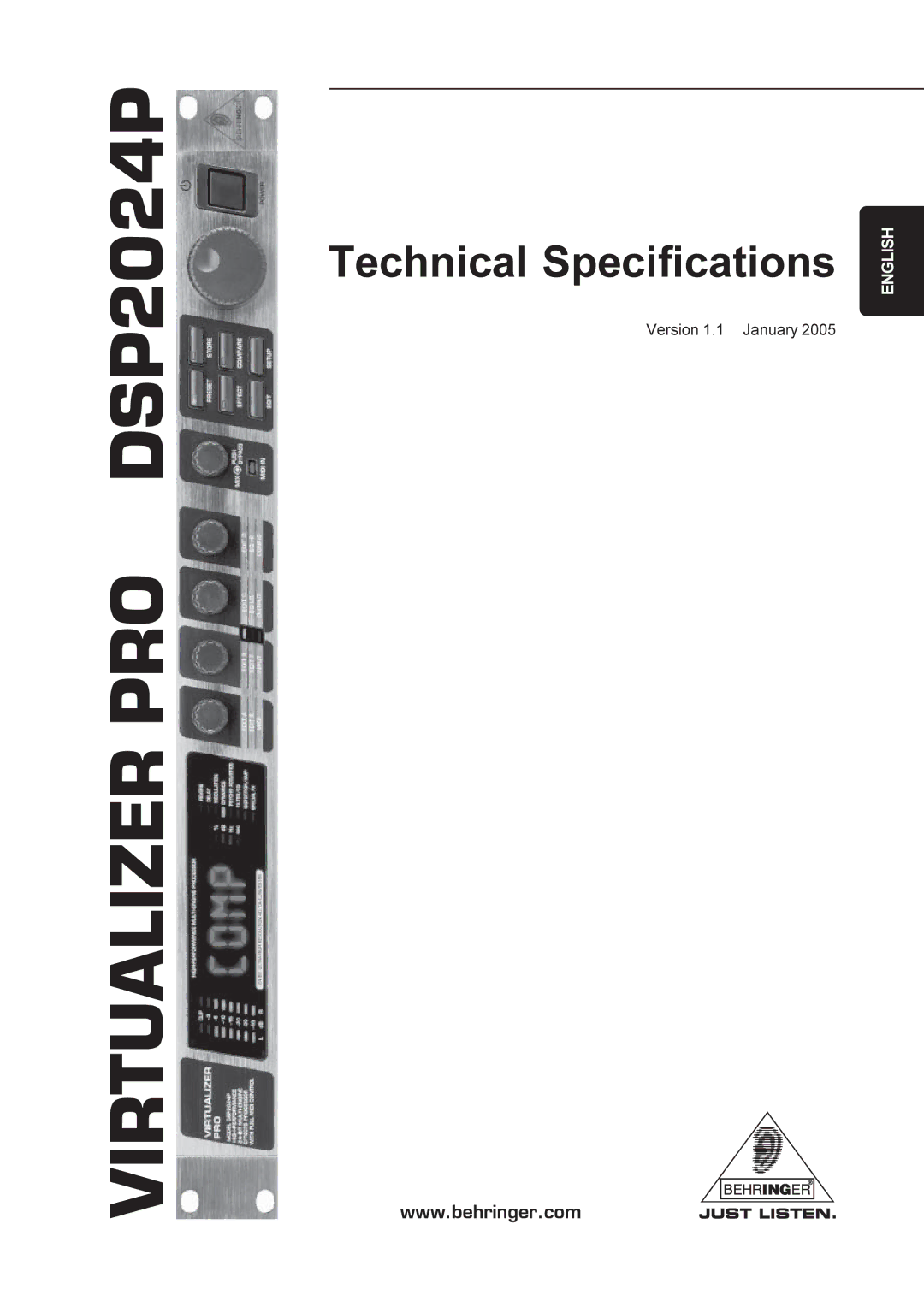 Behringer DSP2024P technical specifications Technical Specifications 