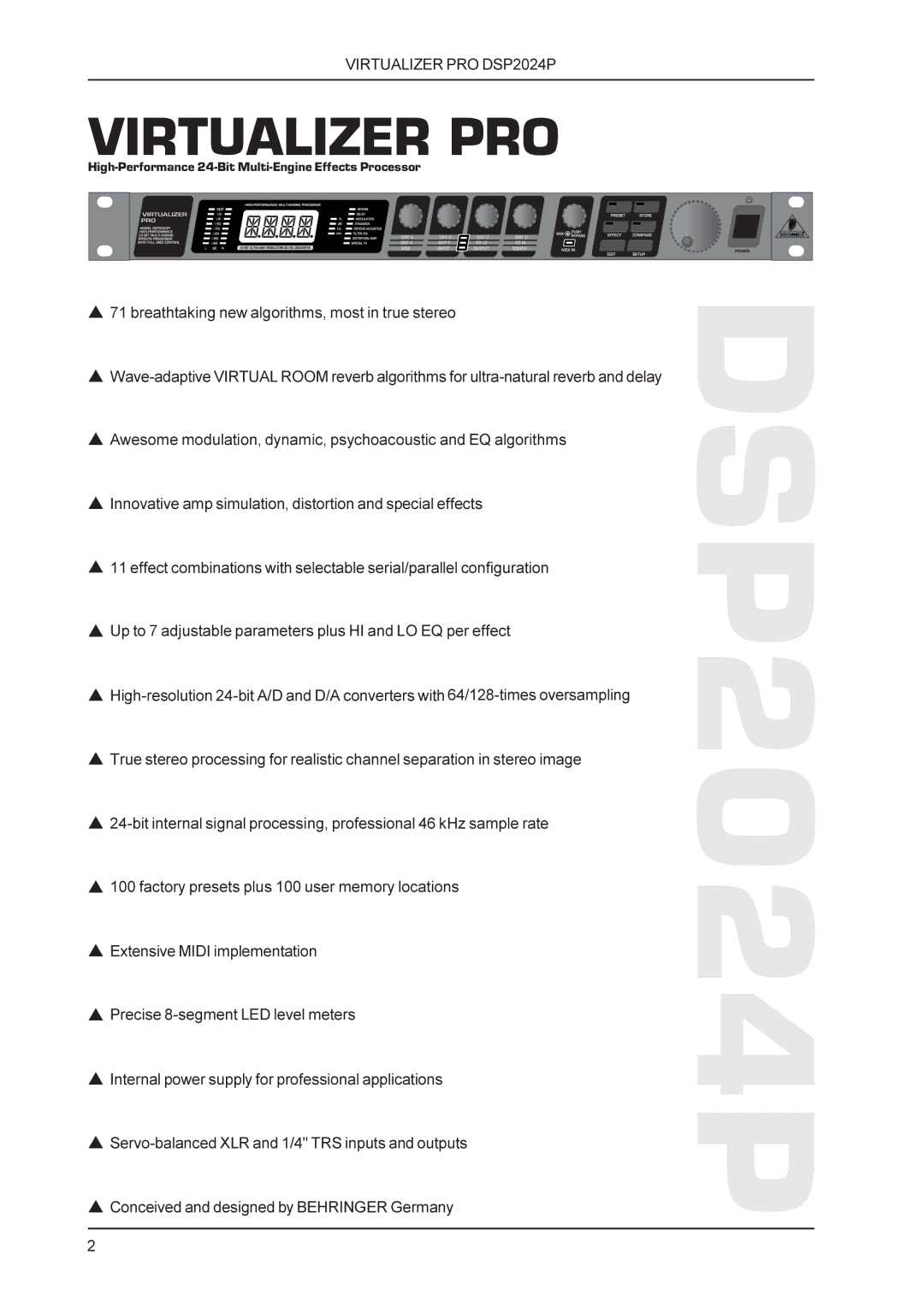 Behringer DSP2024P technical specifications 