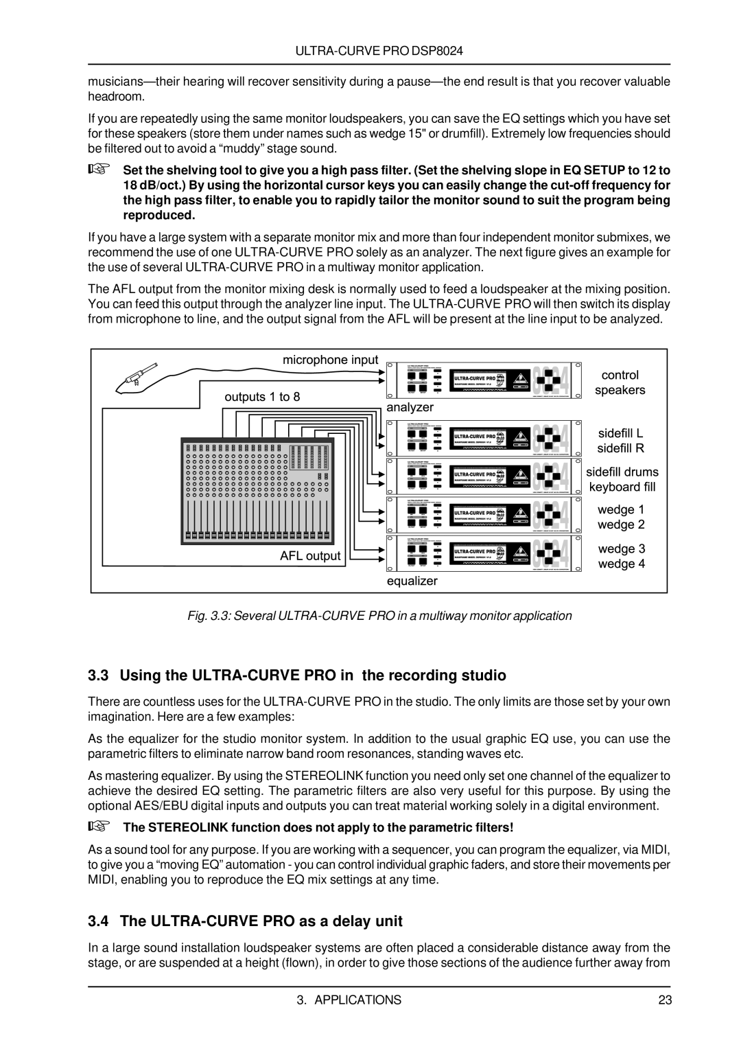 Behringer DSP8024 user manual The ULTRA-CURVEPRO as a delay unit 