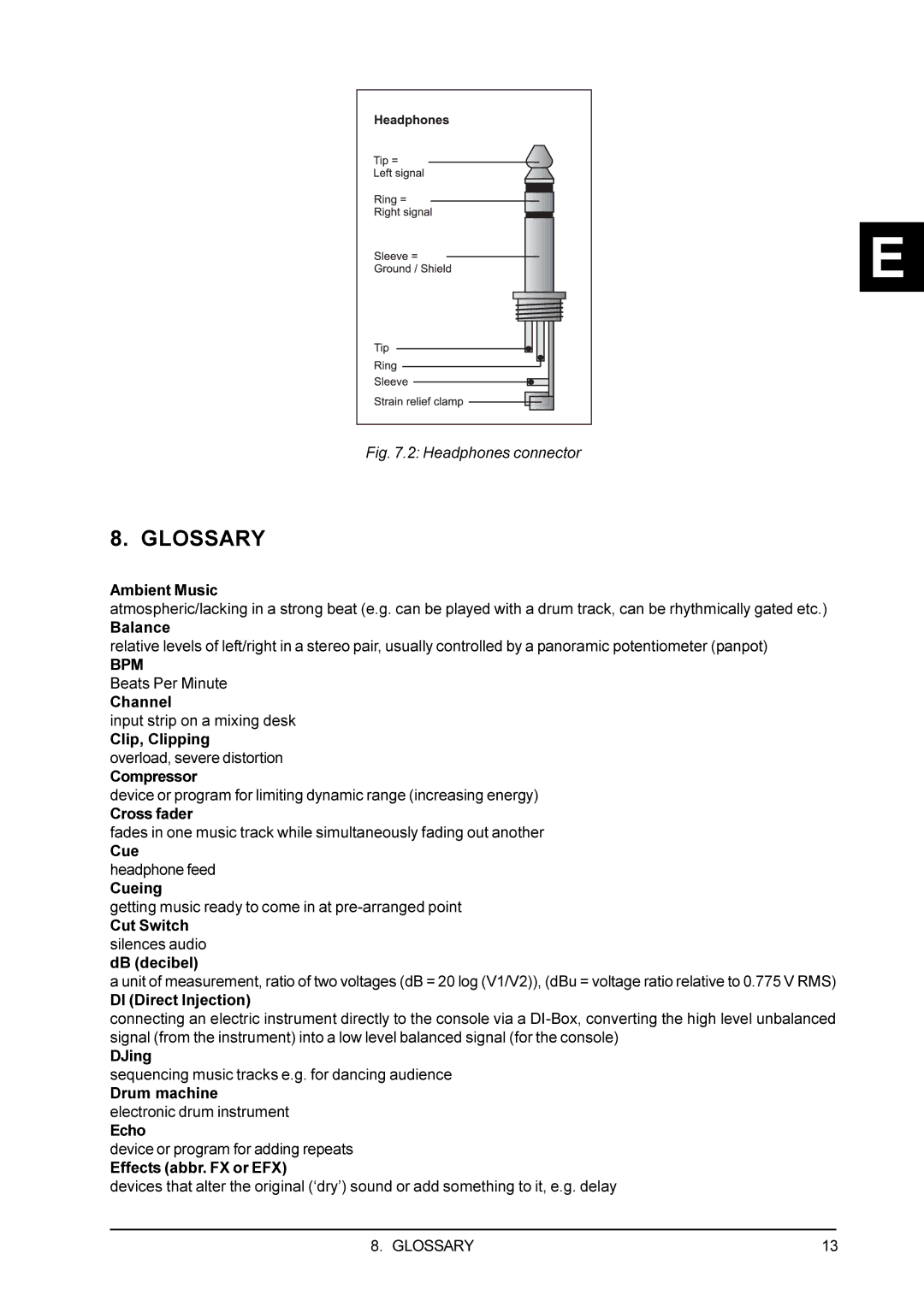 Behringer DX100 user manual Glossary, Bpm 