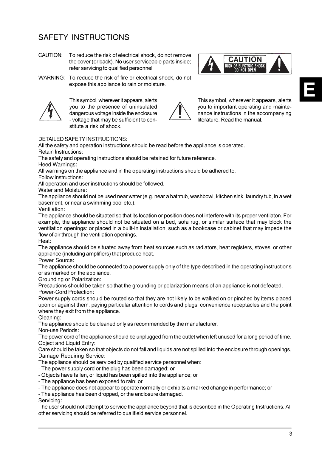 Behringer DX100 user manual Detailed Safety Instructions 