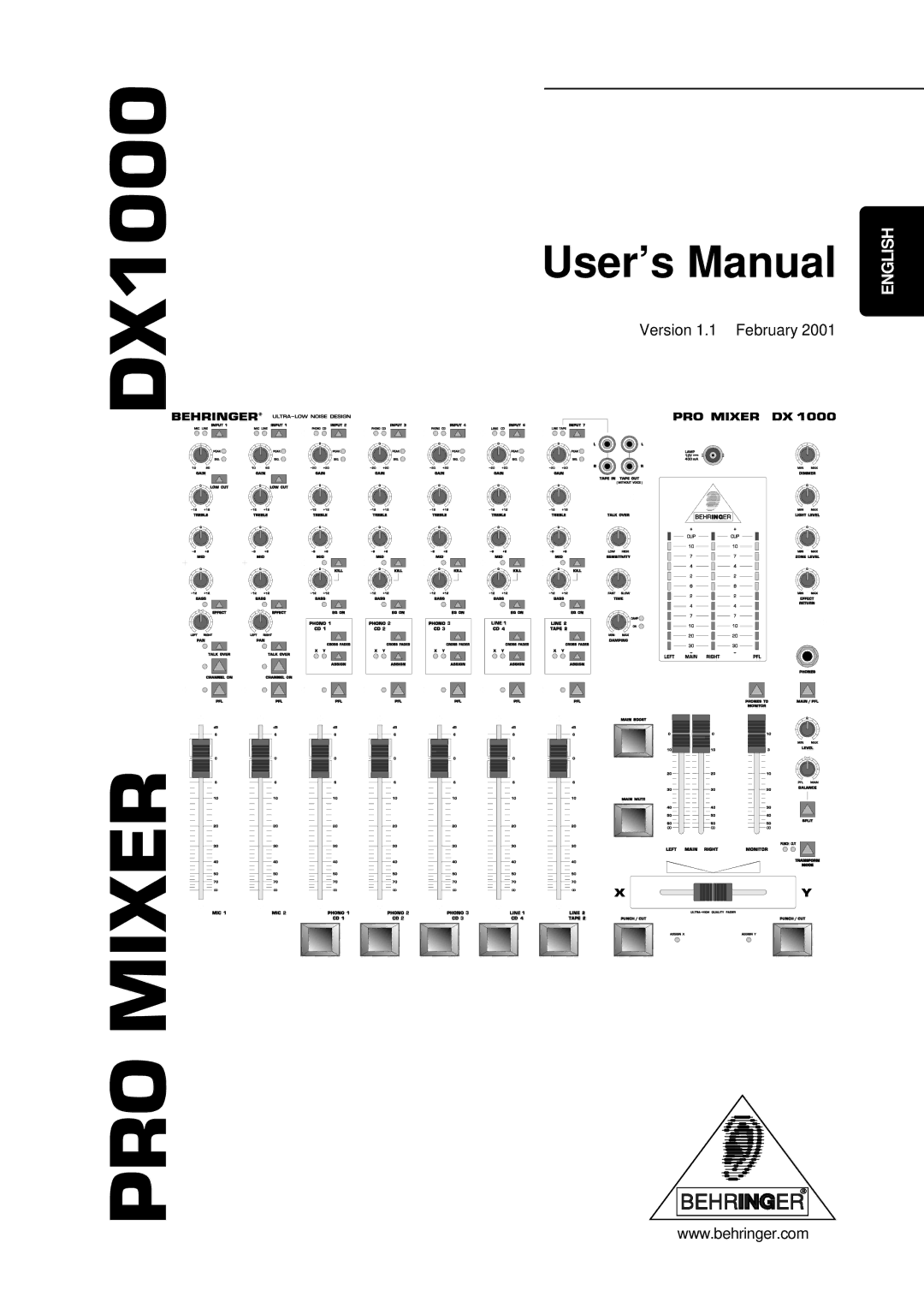 Behringer DX1000 user manual PRO Mixer 