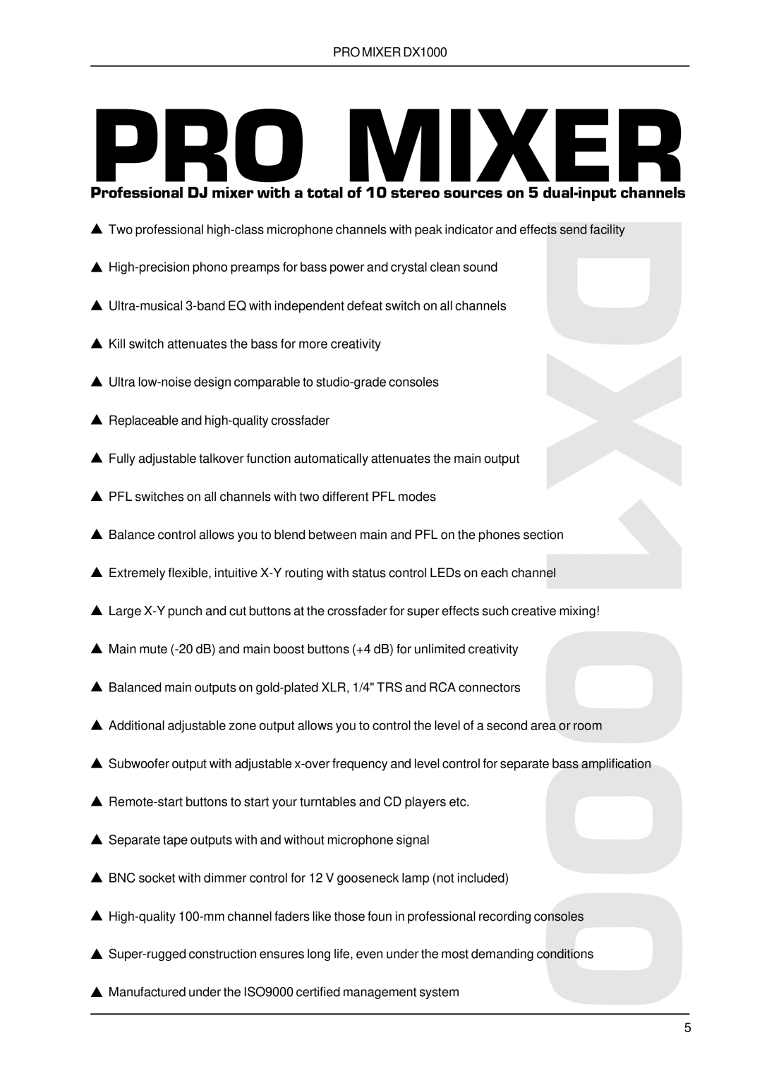 Behringer DX1000 user manual PRO Mixer 