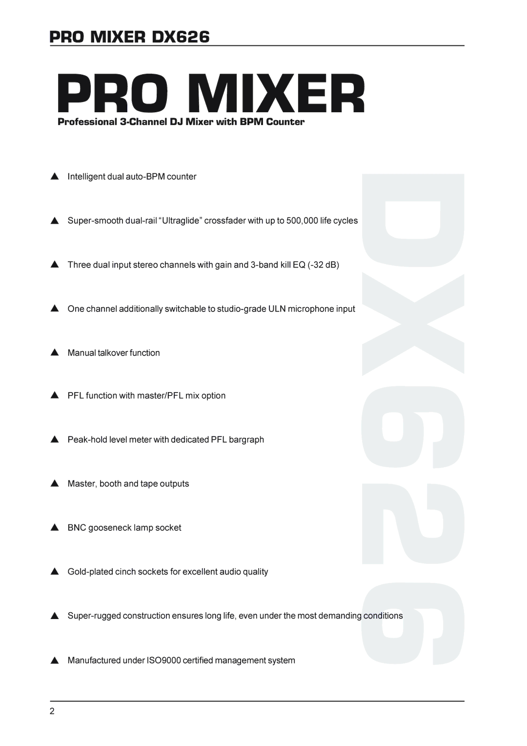 Behringer DX626 technical specifications PRO Mixer 