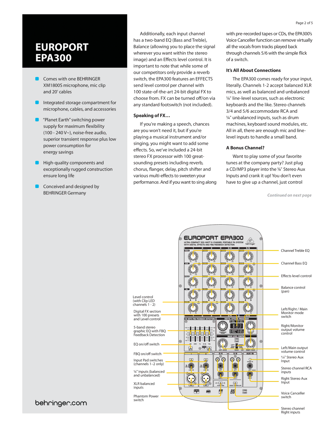 Behringer EPA300 manual Speaking of FX…, It’s All About Connections, Bonus Channel? 