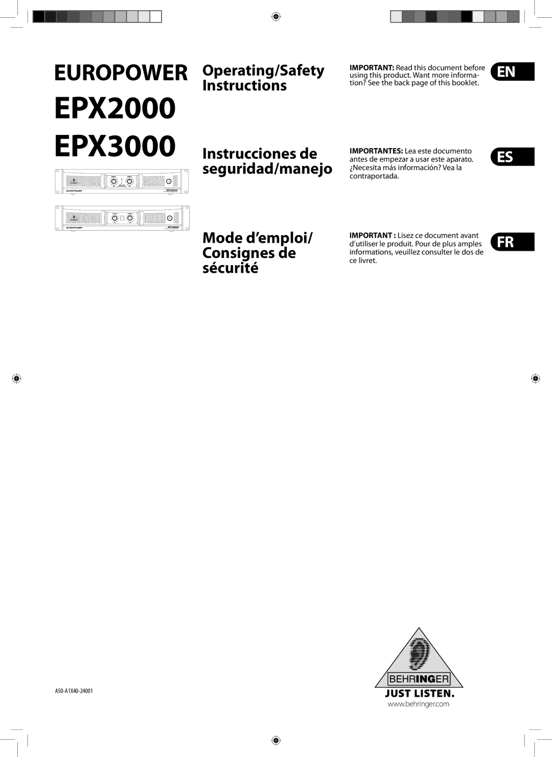 Behringer EPX3000 manual EPX2000 