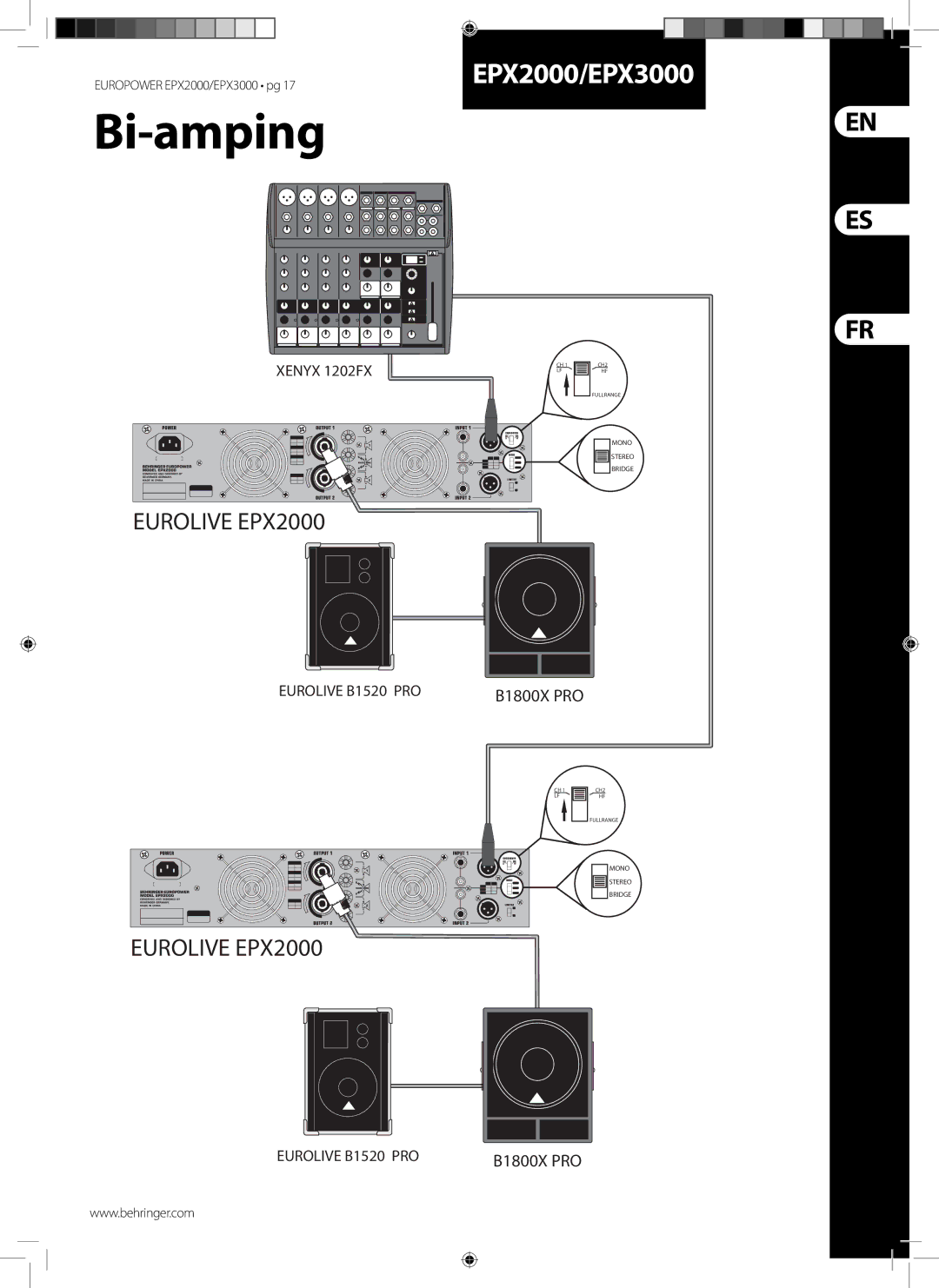 Behringer EPX3000 manual Bi-amping 