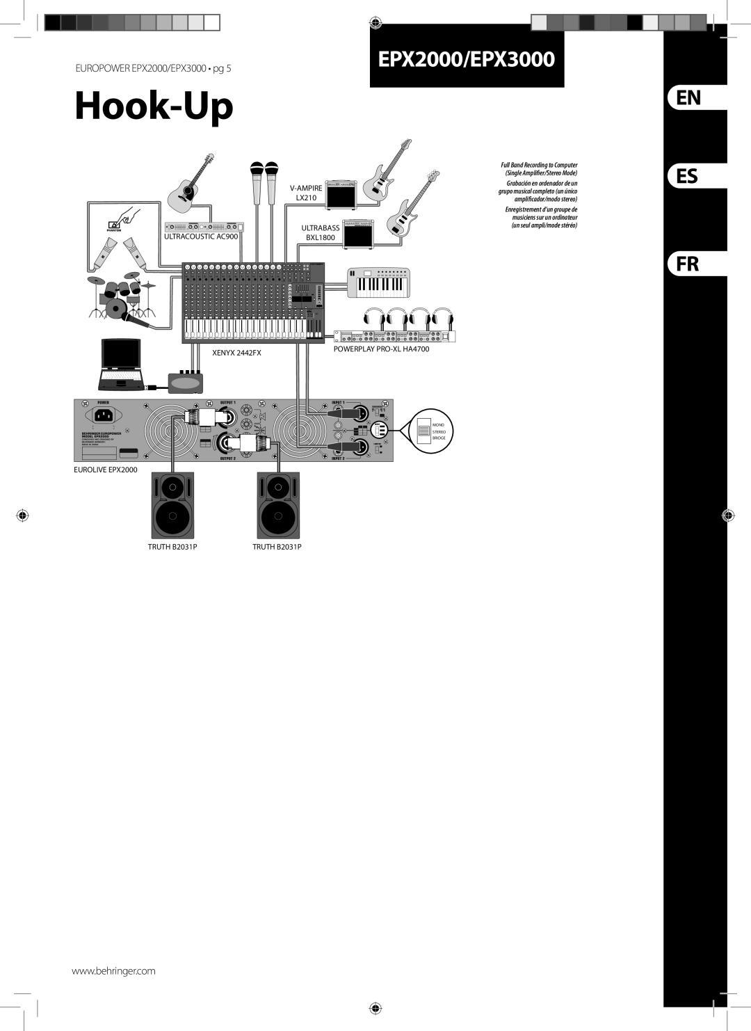 Behringer manual Hook-Up, EPX2000/EPX3000 