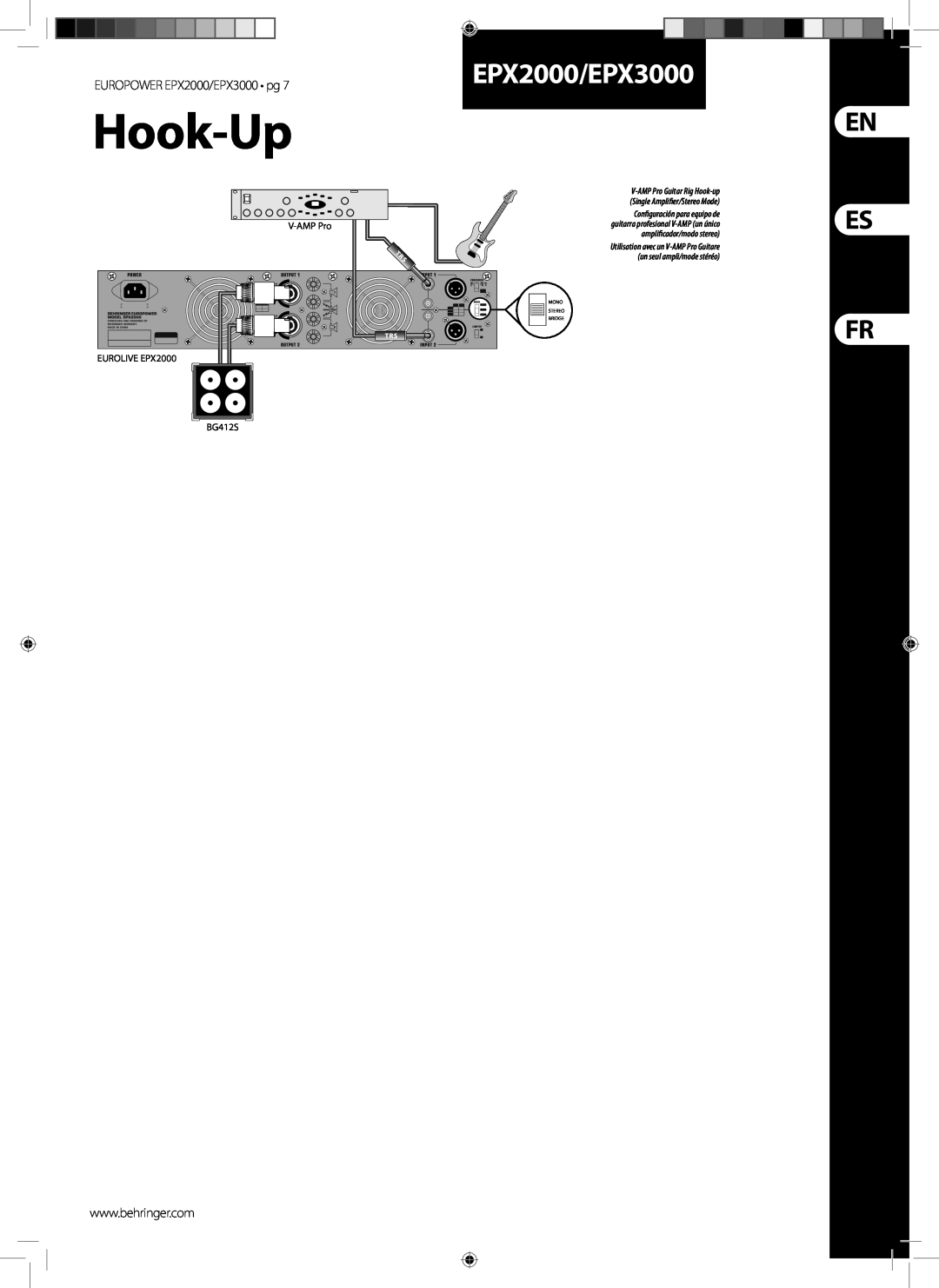 Behringer manual Es Fr, EPX2000/EPX3000, Hook-Up 