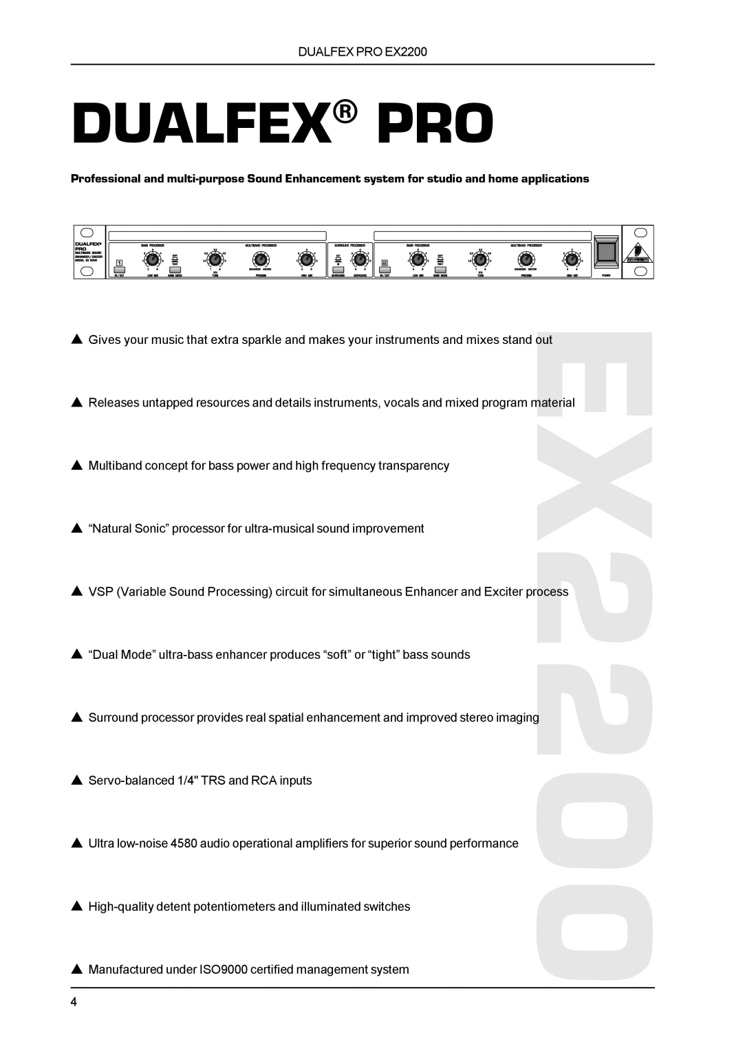 Behringer EX2200 manual Dualfex PRO 