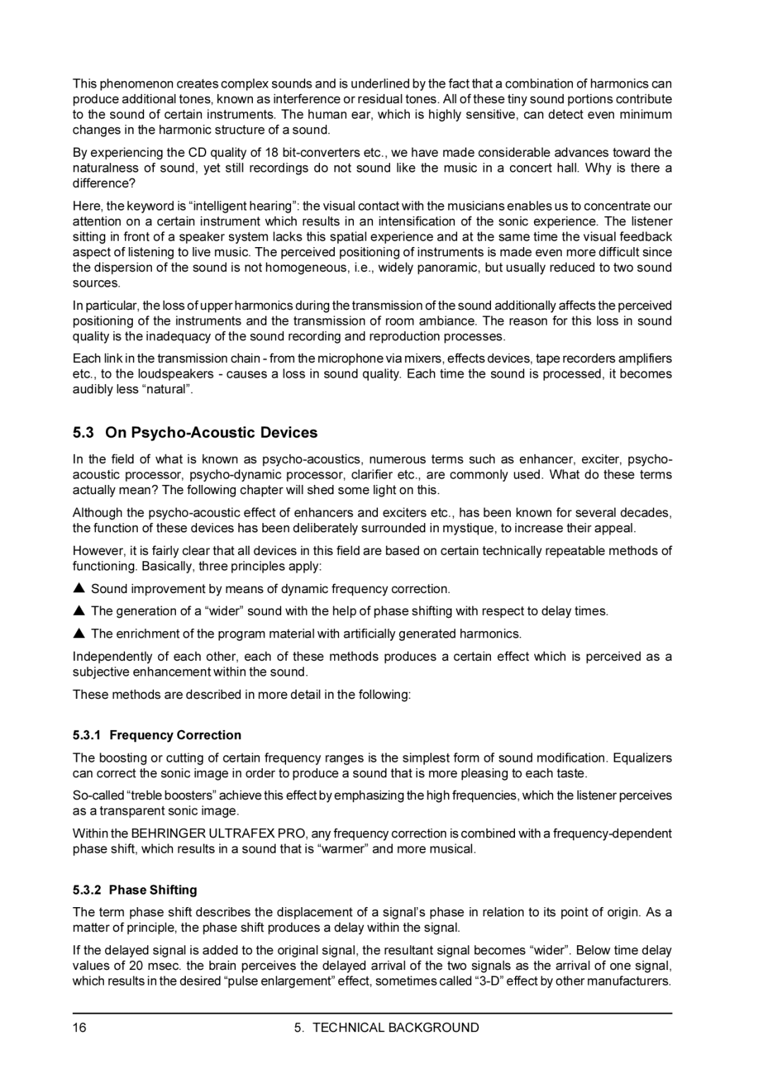 Behringer EX3200 user manual On Psycho-Acoustic Devices 