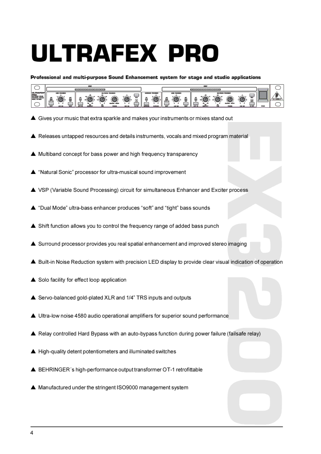 Behringer EX3200 user manual Ultrafex PRO 