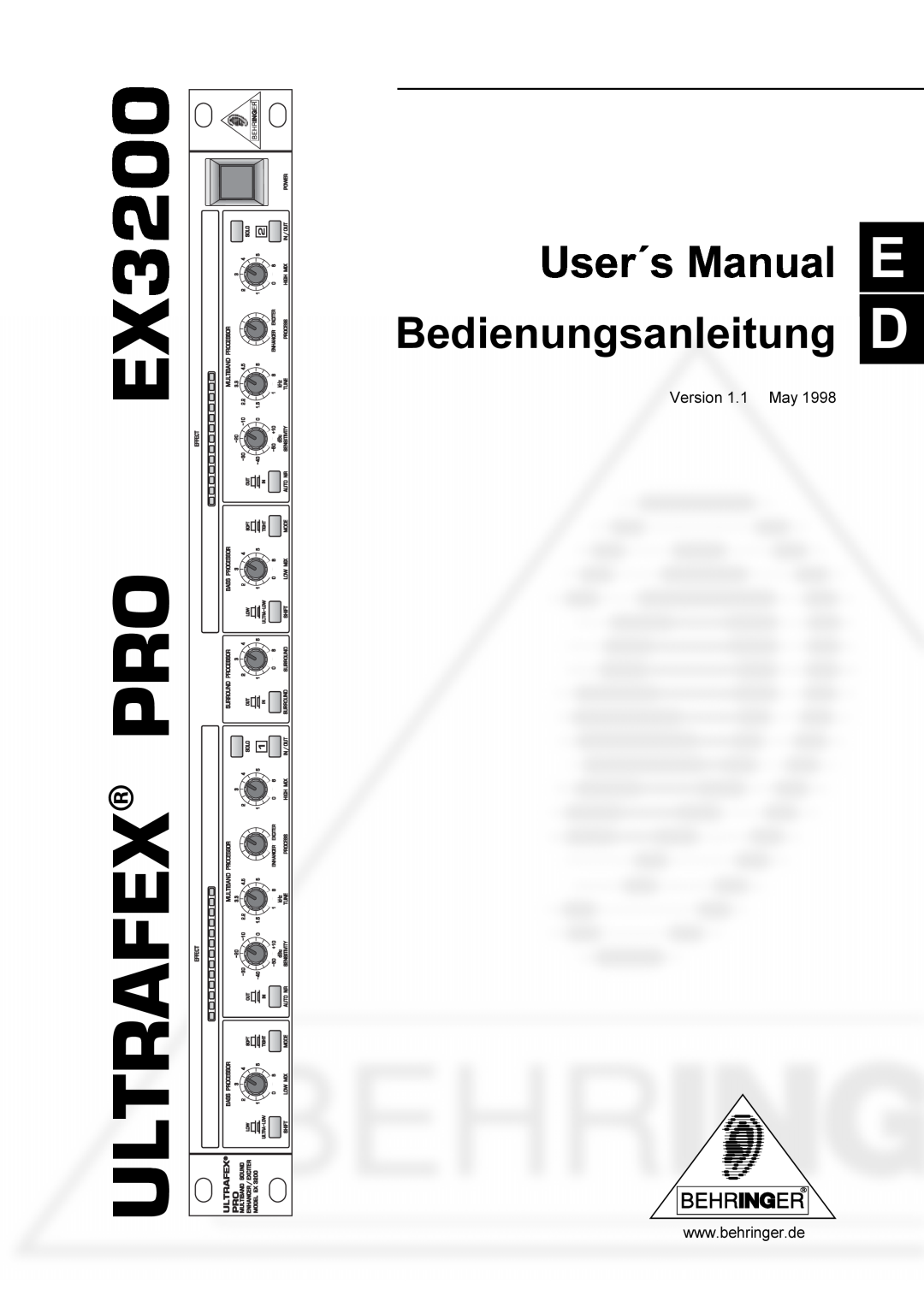 Behringer EX3200 user manual User´s Manual Bedienungsanleitung, Ultrafex Pro 