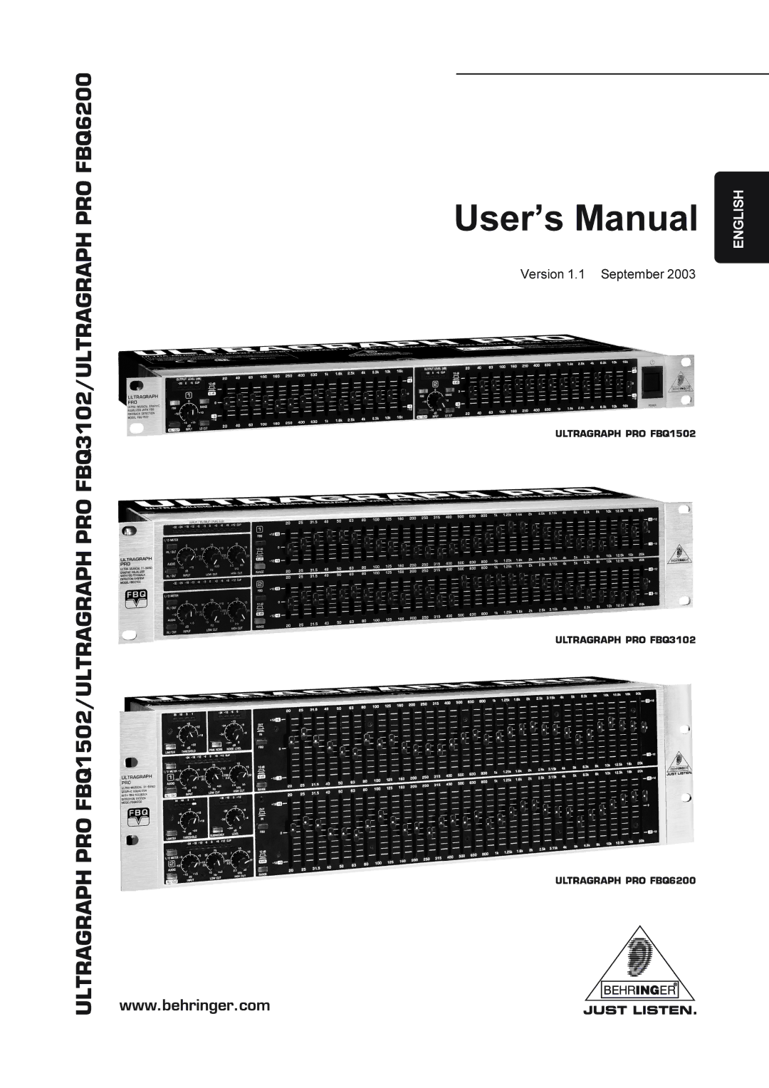 Behringer FBQ3102, FBQ6200 manual User’s Manual 