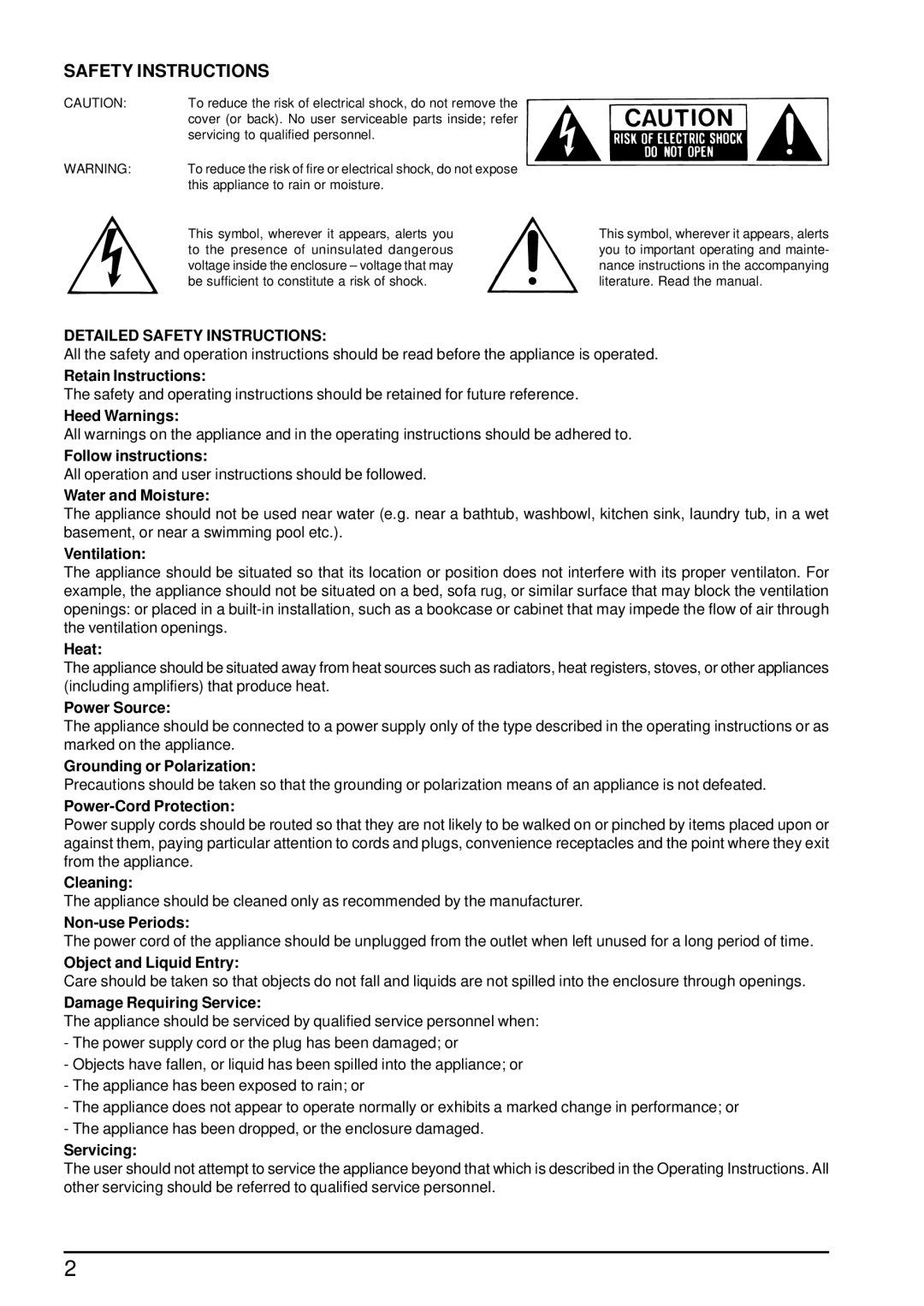 Behringer GX108 user manual Detailed Safety Instructions 