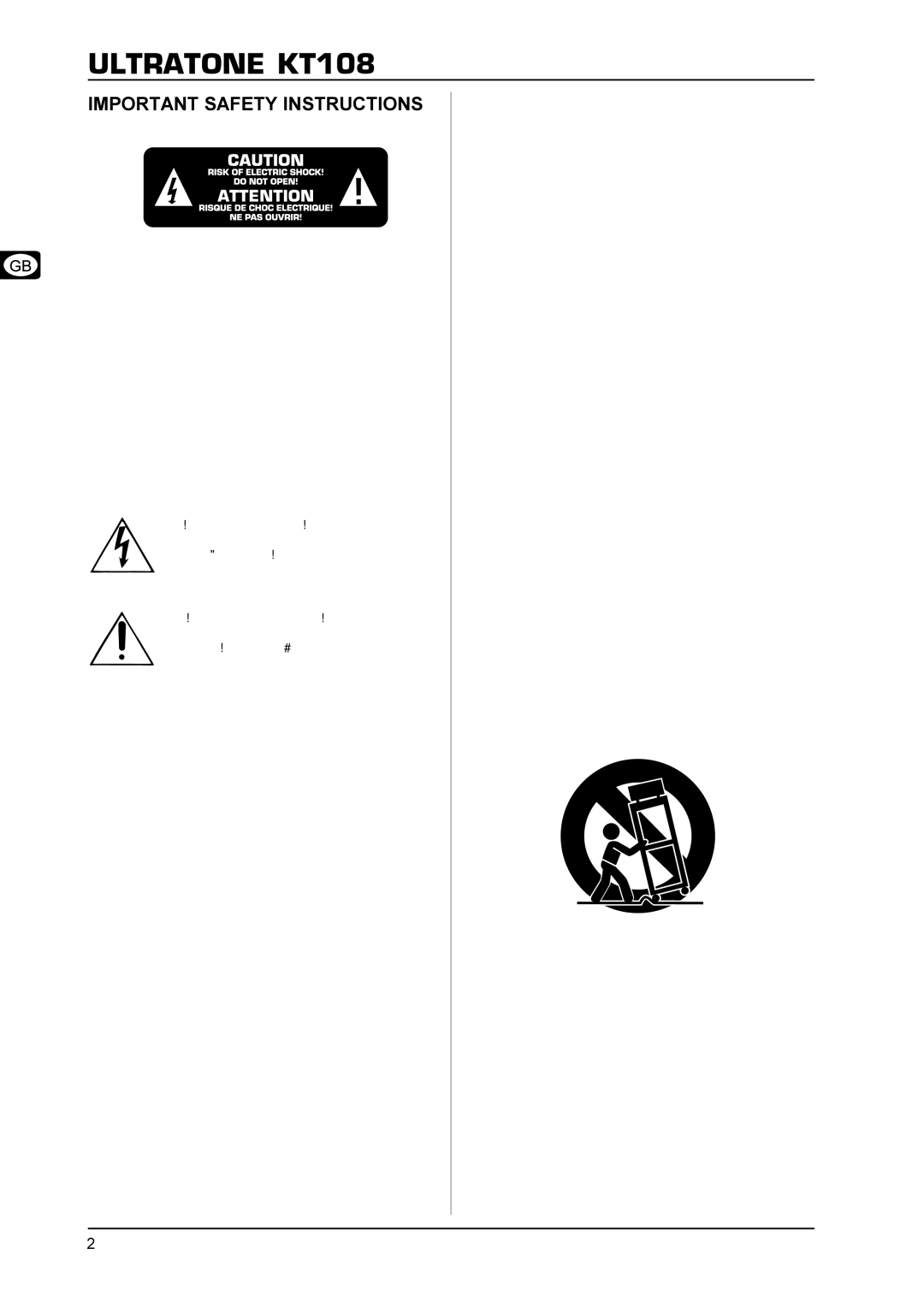 Behringer KT108 manual Important Safety Instructions, Detailed Safety Instructions 