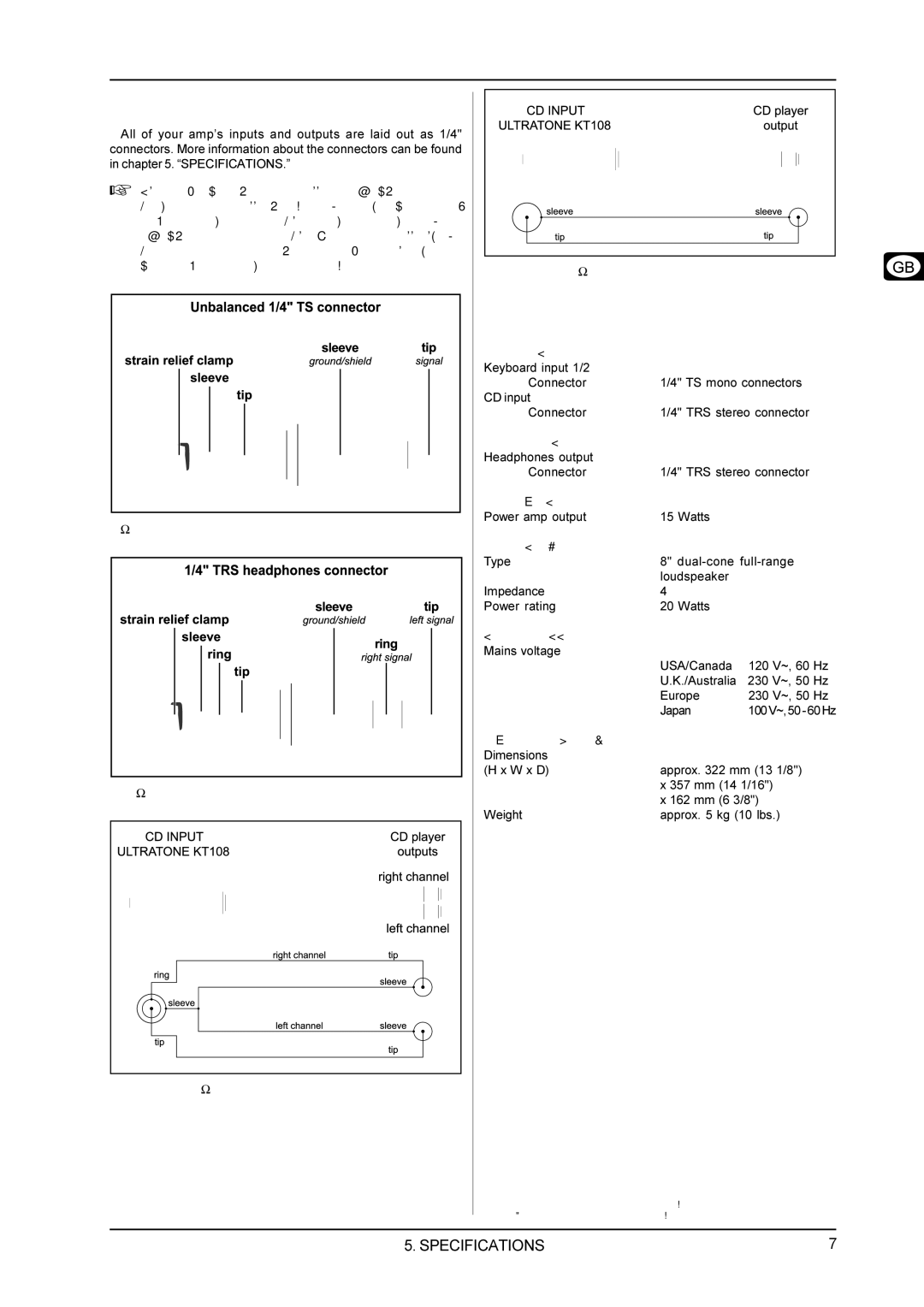 Behringer KT108 manual Audio Connections, Specifications 