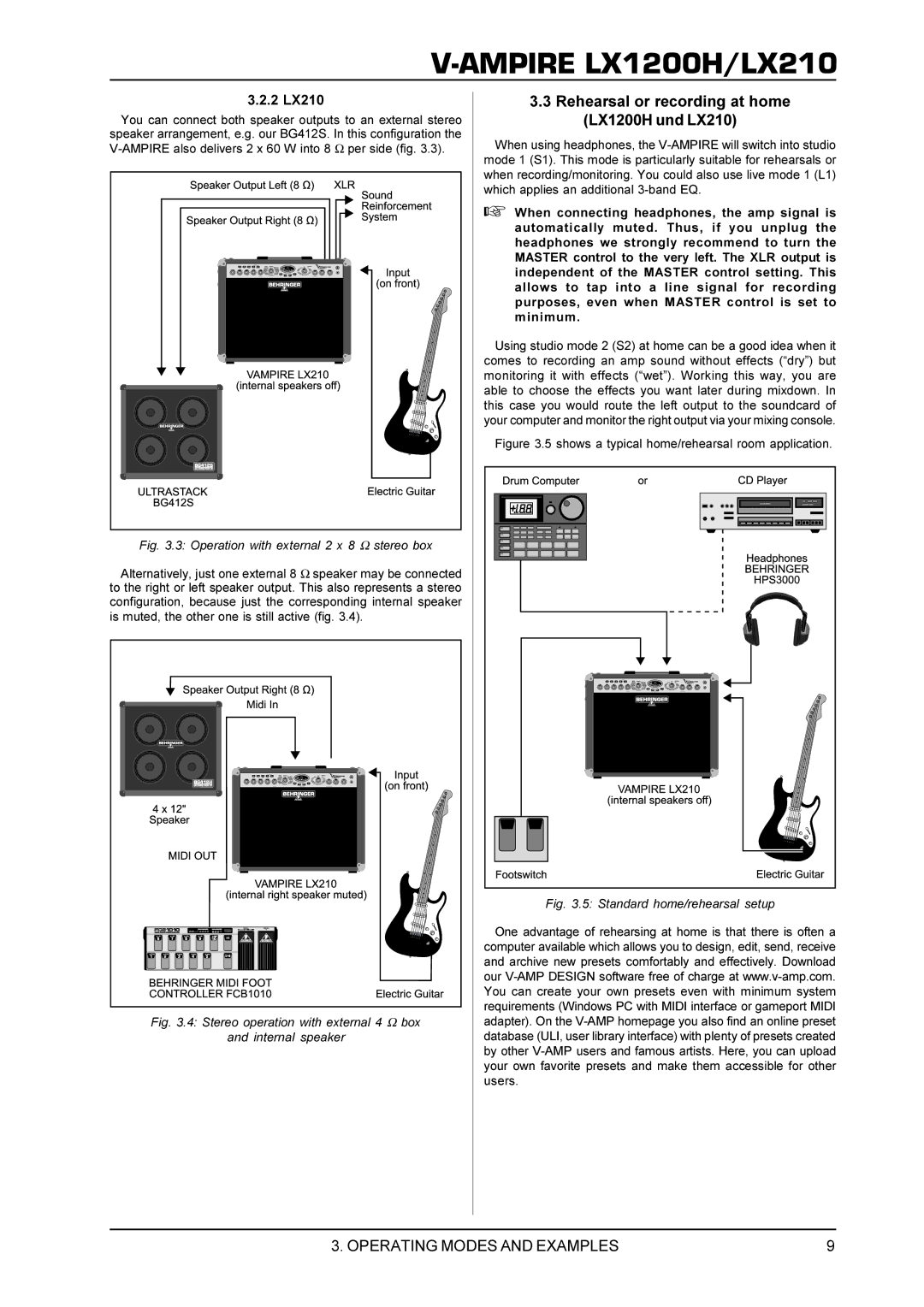 Behringer manual Rehearsal or recording at home LX1200H und LX210, 2 LX210 