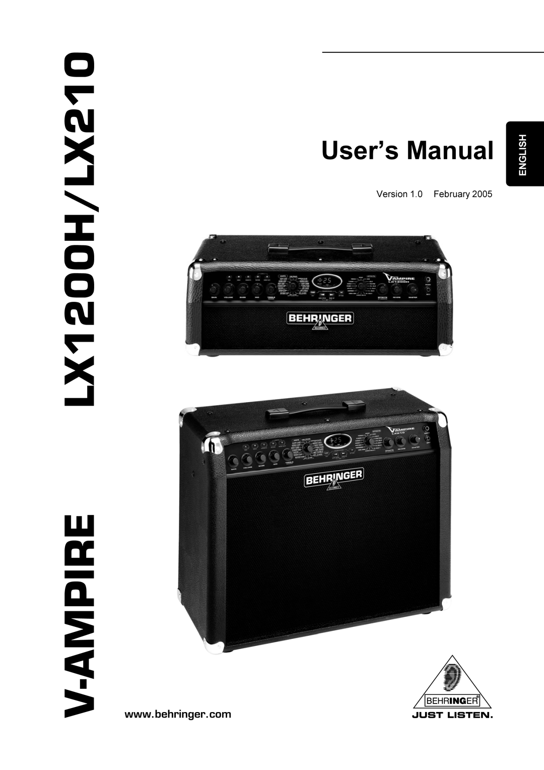 Behringer manual Version 1.0 February, LX1200H/LX210 V-AMPIRE, User’s Manual, English 