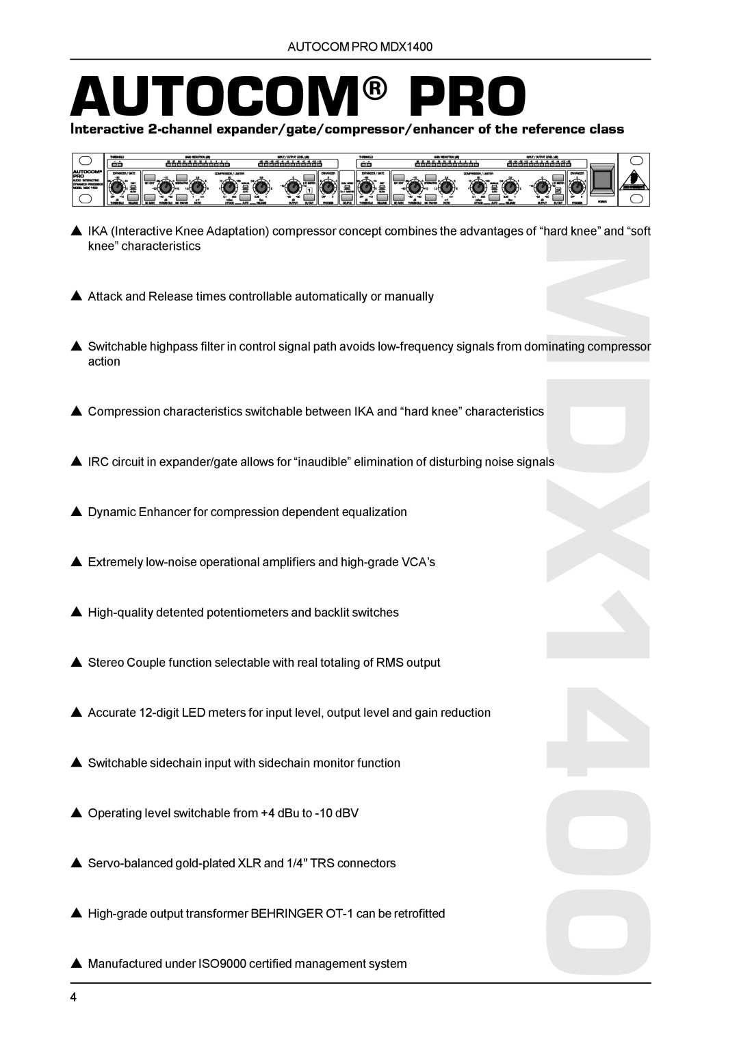 Behringer MDX1400 manual Autocom PRO 