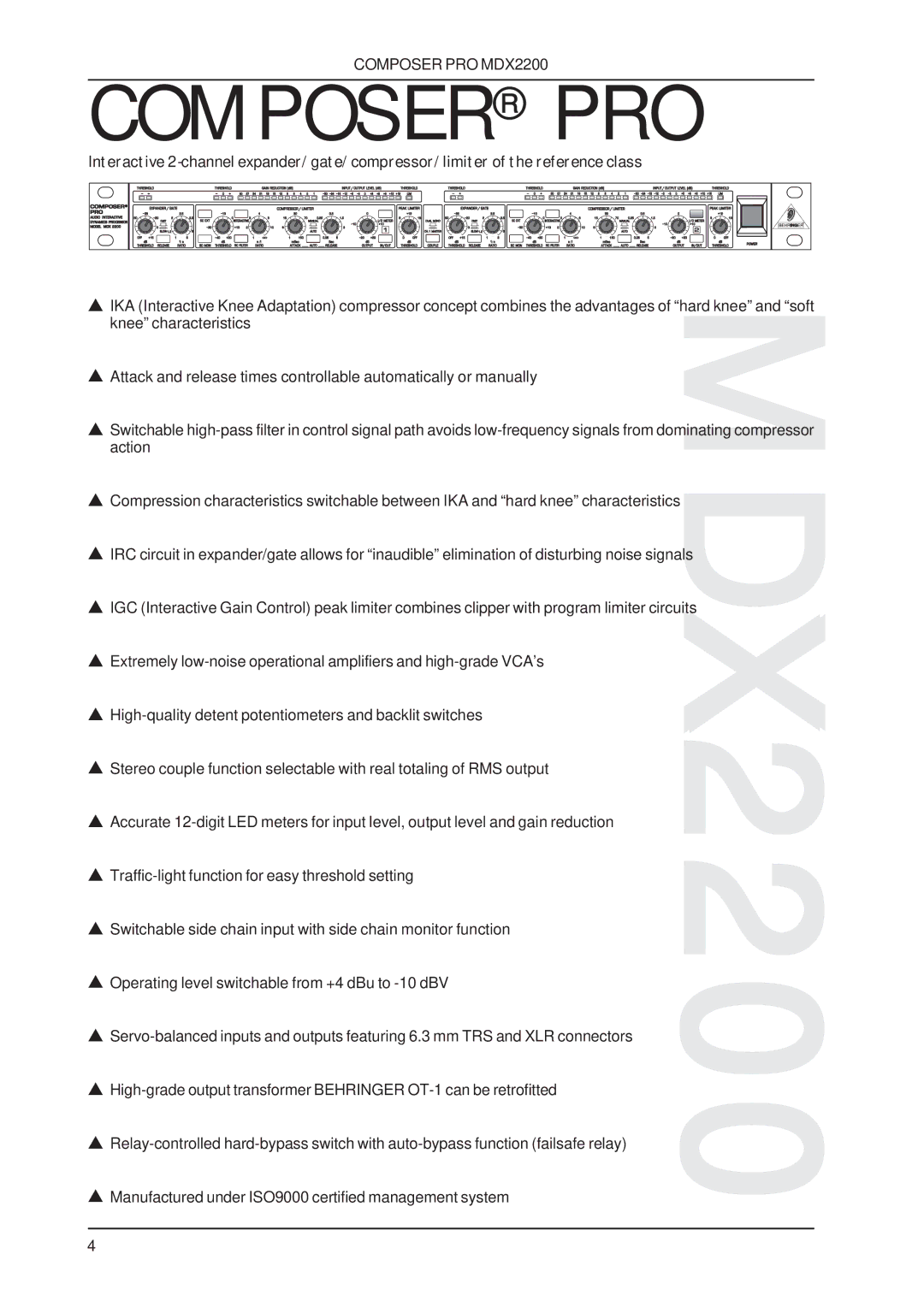 Behringer MDX2200 user manual Composer PRO 