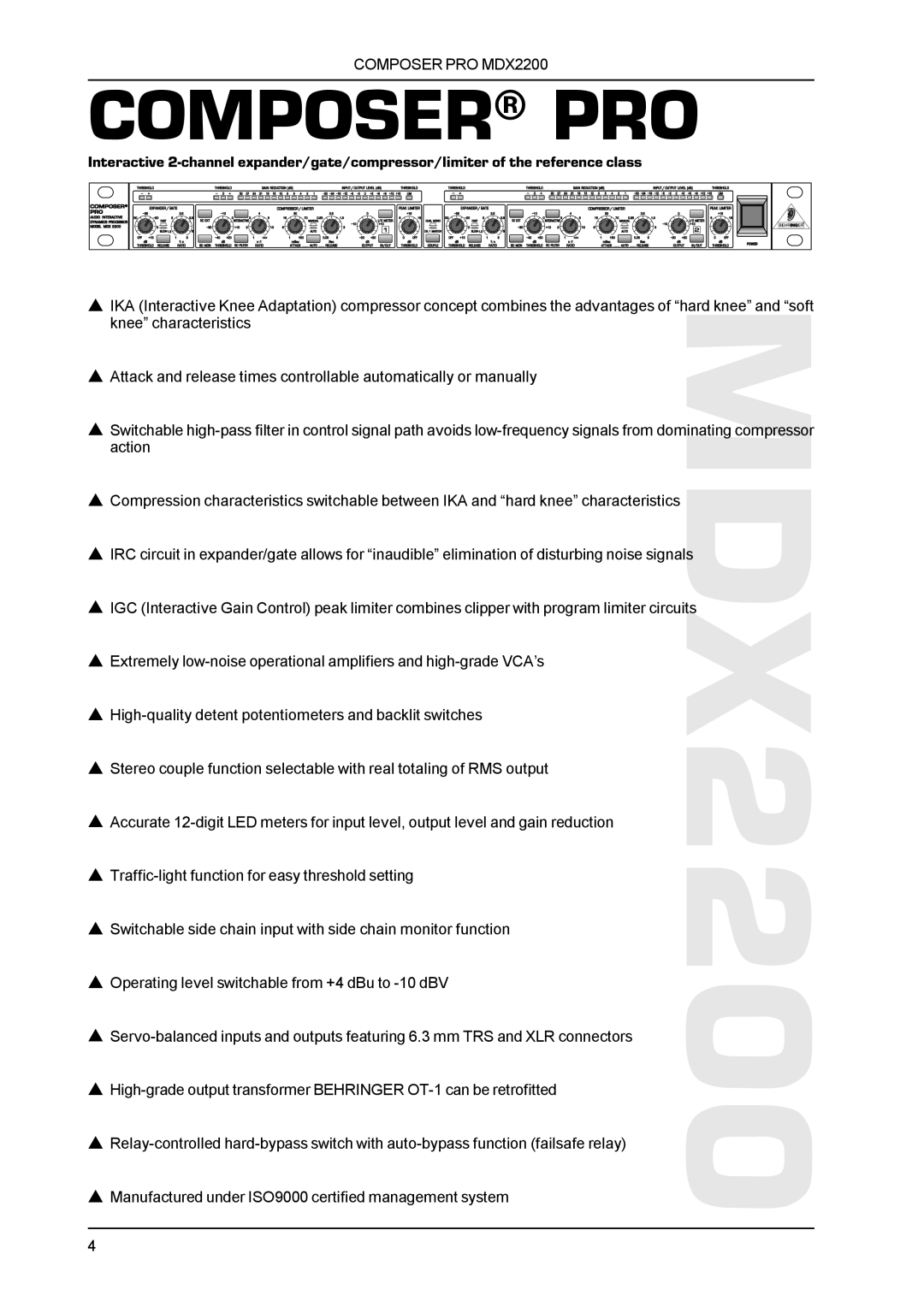 Behringer MDX2200 manual Composer PRO 