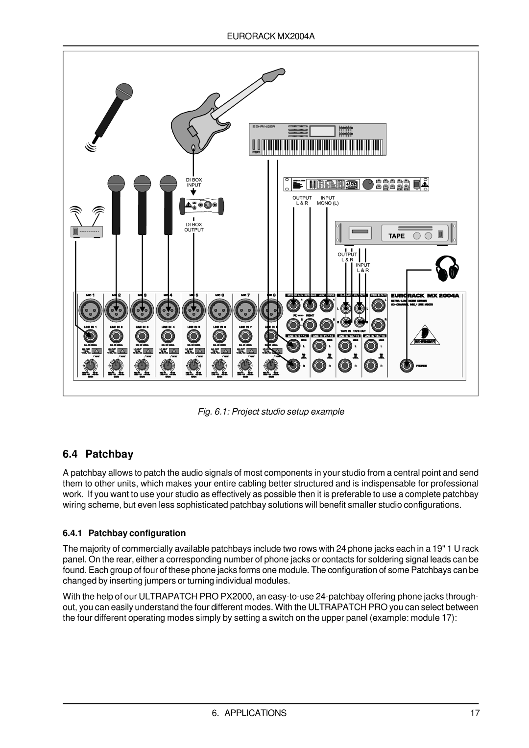 Behringer MX2004A user manual Patchbay configuration 