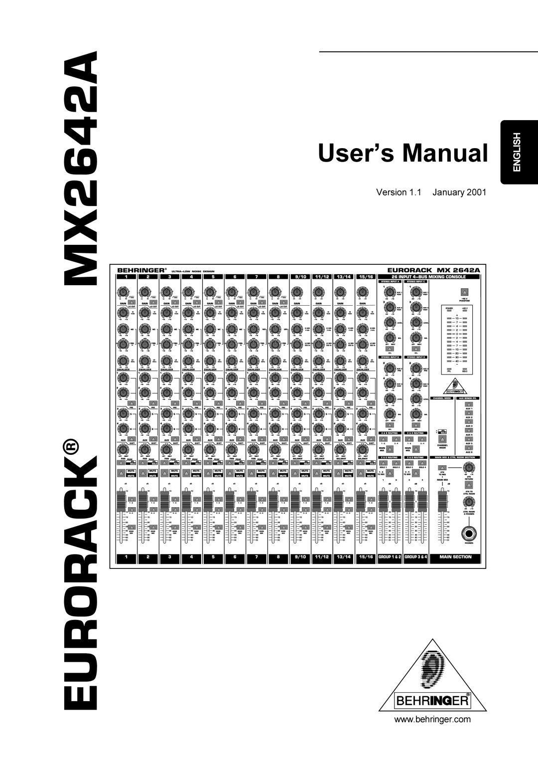 Behringer MX2642A manual Eurorack, User’s Manual, English 