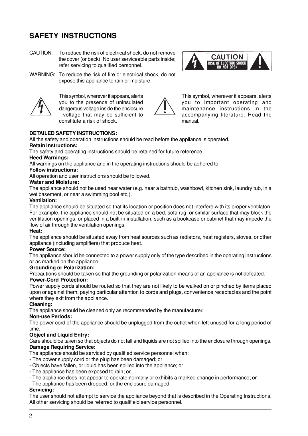 Behringer MX9000 user manual Safety Instructions 