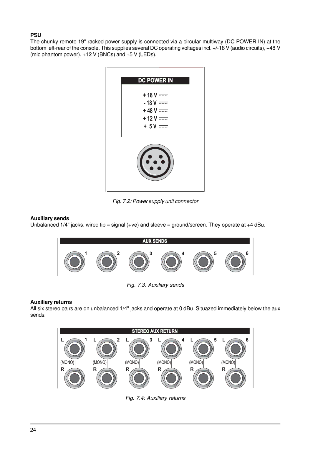 Behringer MX9000 user manual Auxiliary sends, Auxiliary returns 