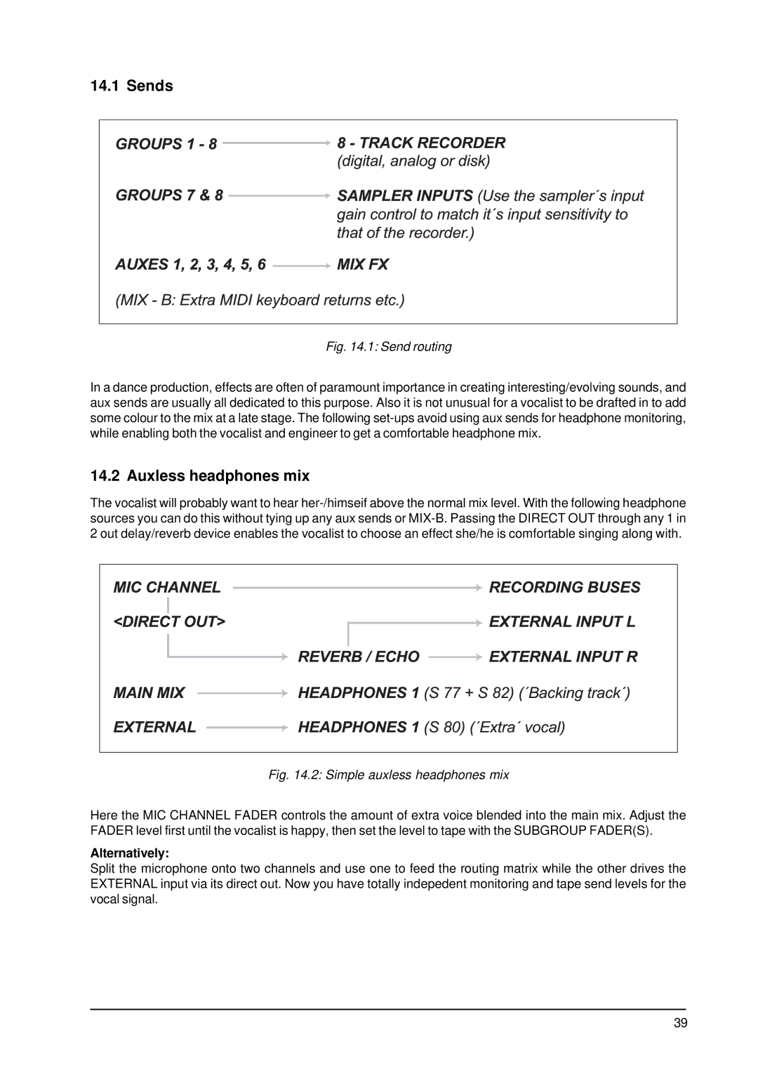 Behringer MX9000 user manual Sends, Auxless headphones mix, Alternatively 