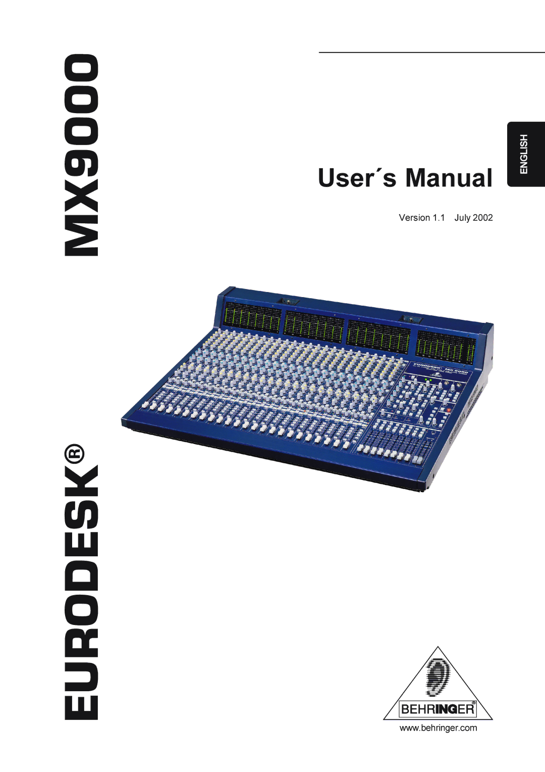 Behringer user manual Eurodesk MX9000 