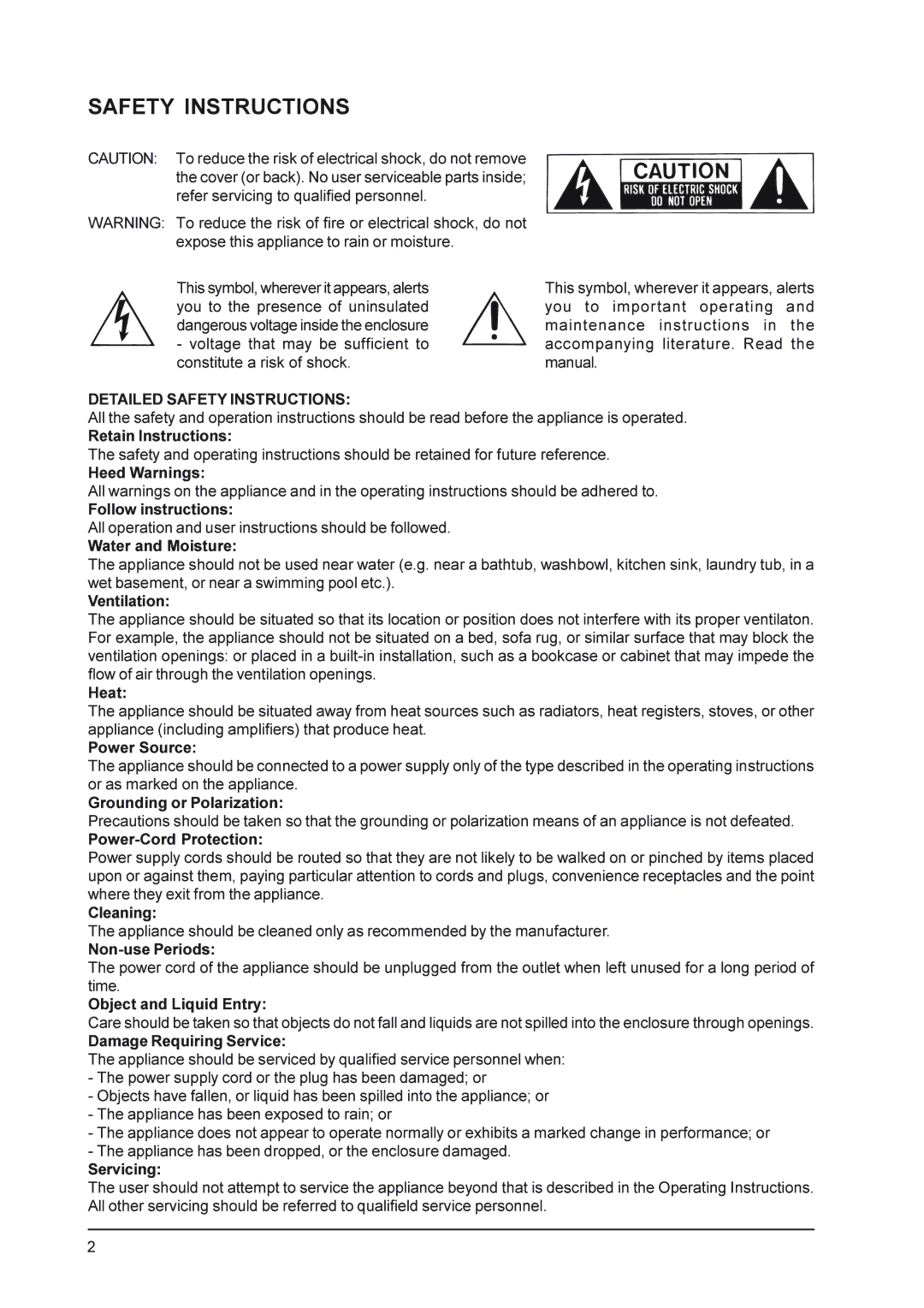 Behringer MX9000 user manual Detailed Safety Instructions 