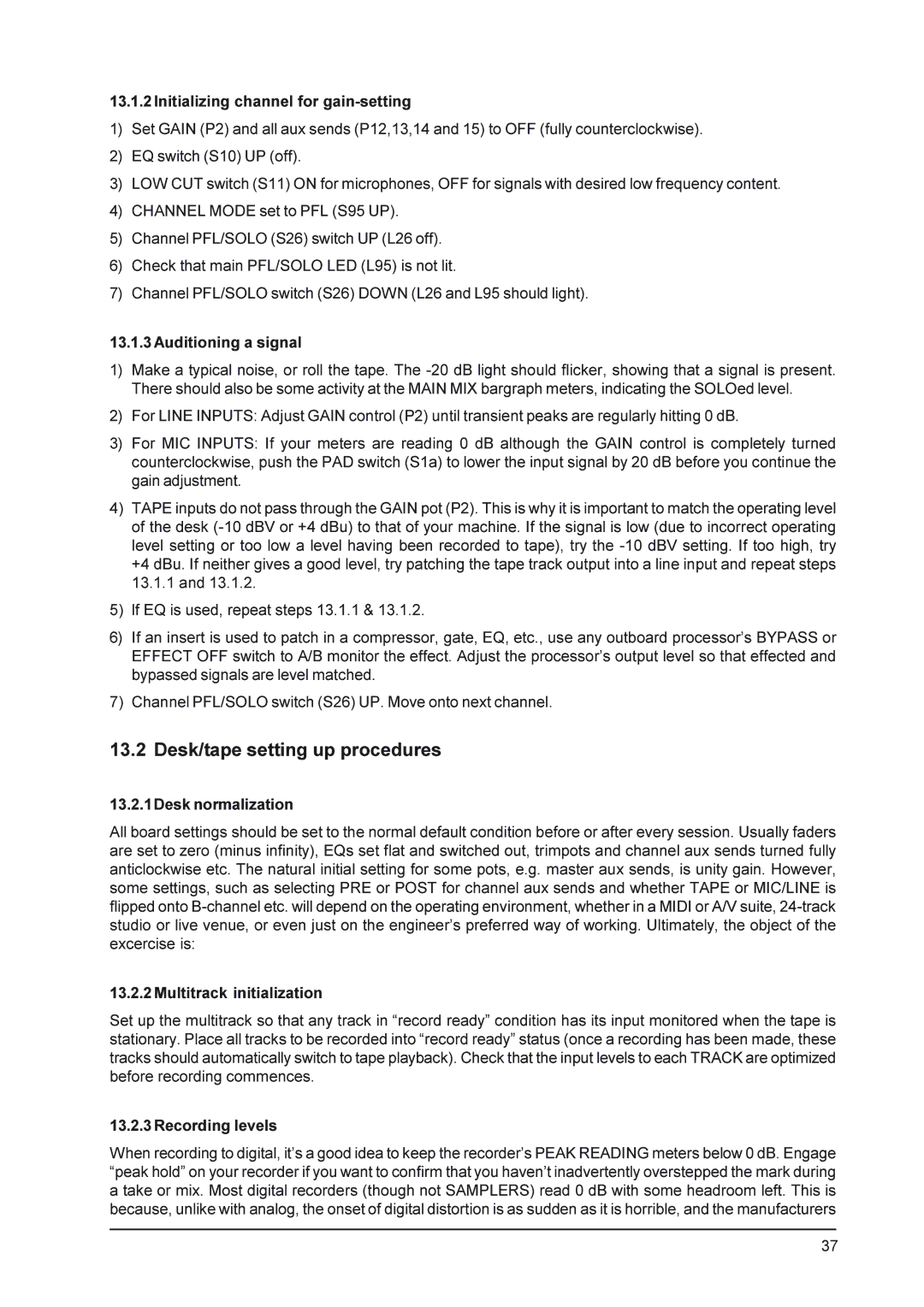 Behringer MX9000 user manual Desk/tape setting up procedures 