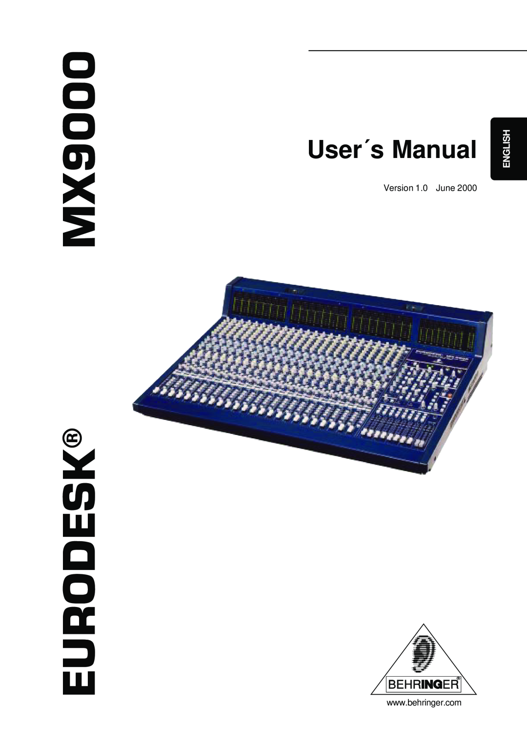 Behringer user manual EURODESKMX9000, User´s Manual, English 