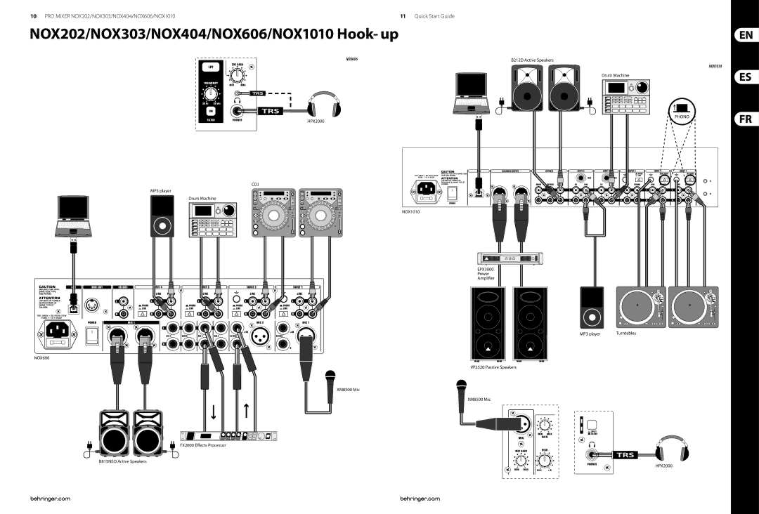 Behringer NOX303, NOX404, NOX1010, NOX202 Drum Machine HPX2000, MP3 player Drum Machine, FX2000 Eects Processor, XM8500 Mic 