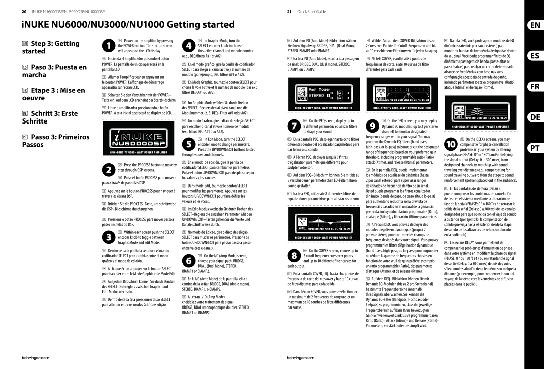 Behringer NU6000DSP/NU3000DSP/NU1000DSP manual INUKE NU6000/NU3000/NU1000 Getting started 