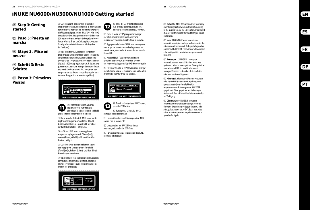 Behringer NU6000DSP/NU3000DSP/NU1000DSP manual Im Publikum, Hold settings using the built-in limiters 