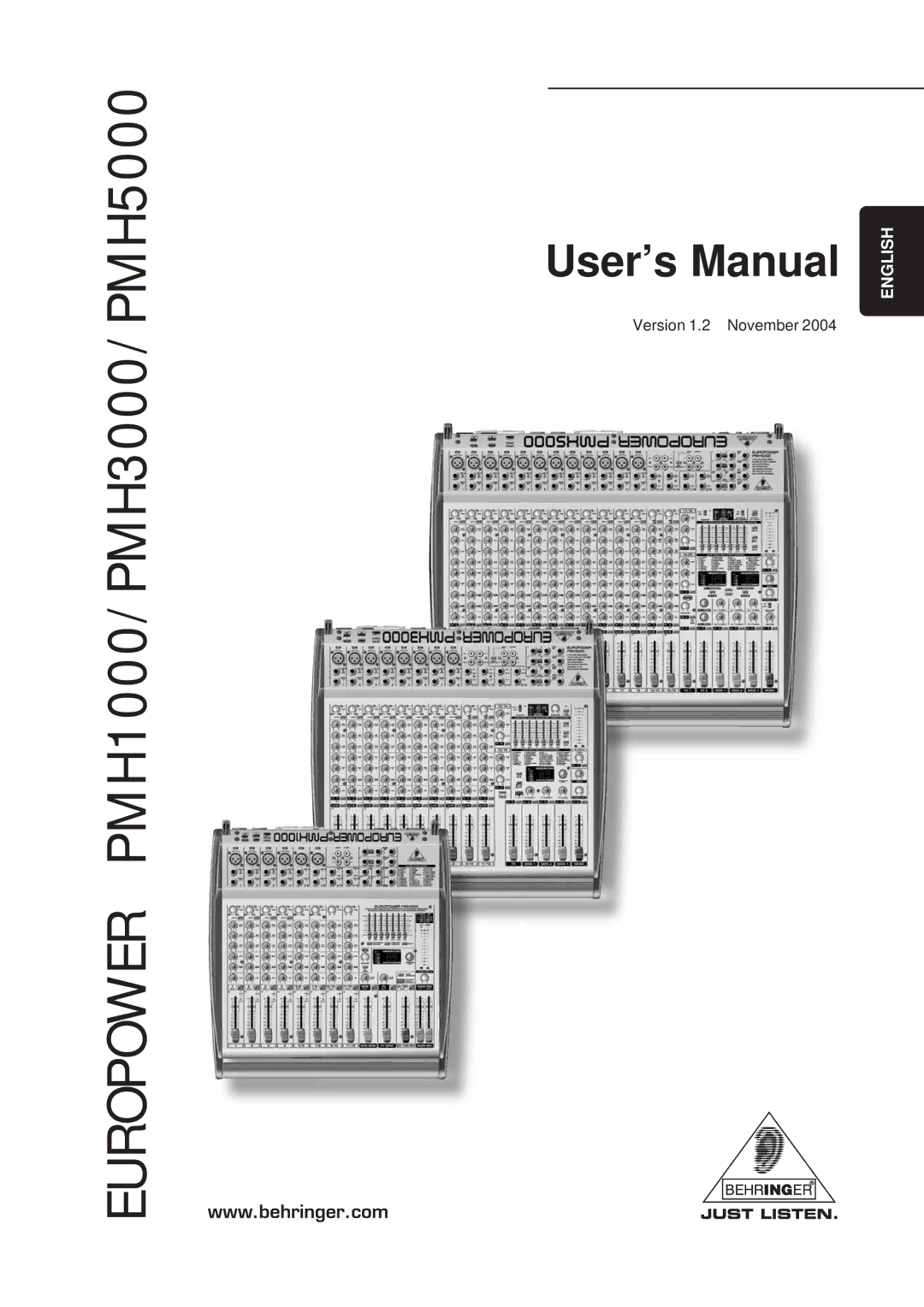 Behringer user manual Europower PMH1000/PMH3000/PMH5000 